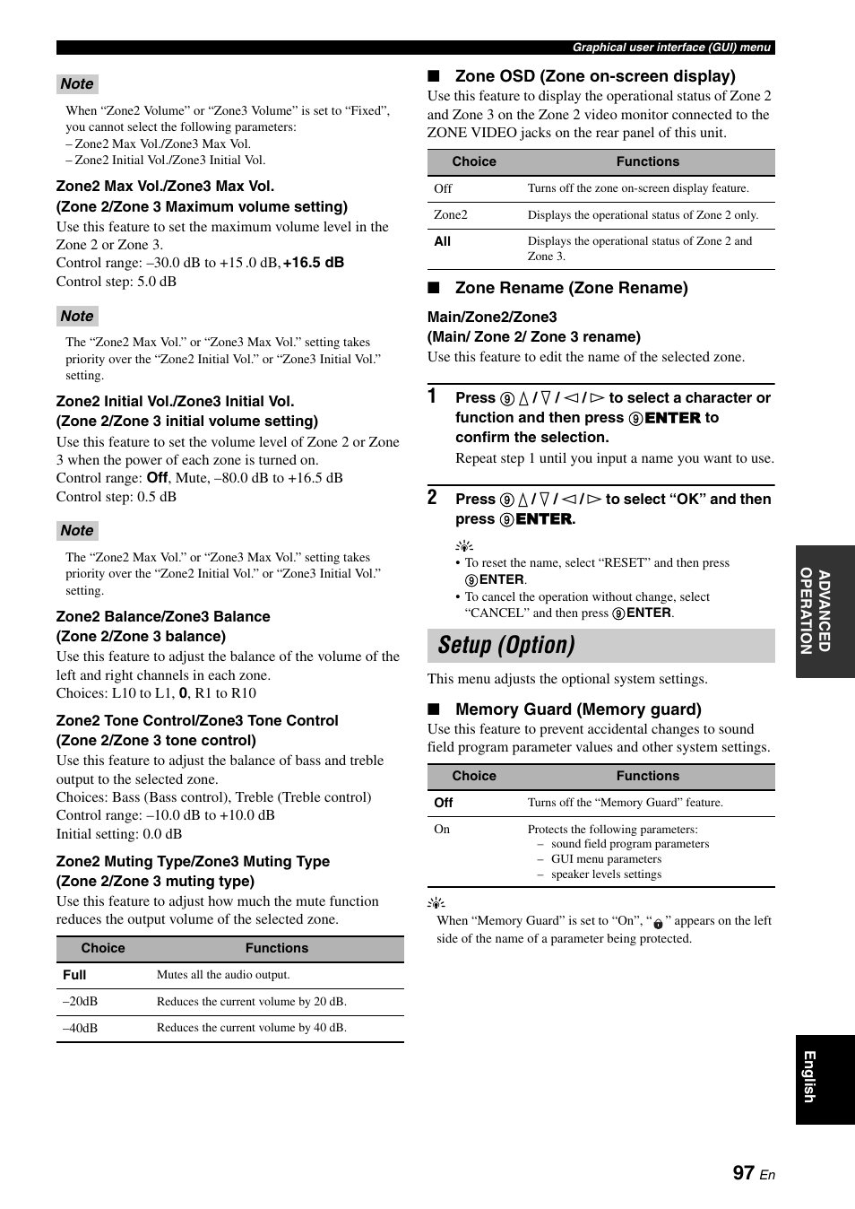 Setup (option) | Yamaha RX-V3900 User Manual | Page 101 / 169