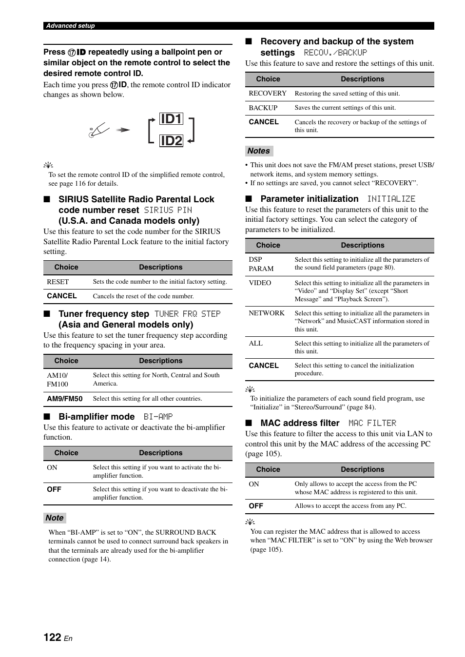 Id1 id2 | Yamaha RX-V3900 User Manual | Page 126 / 169