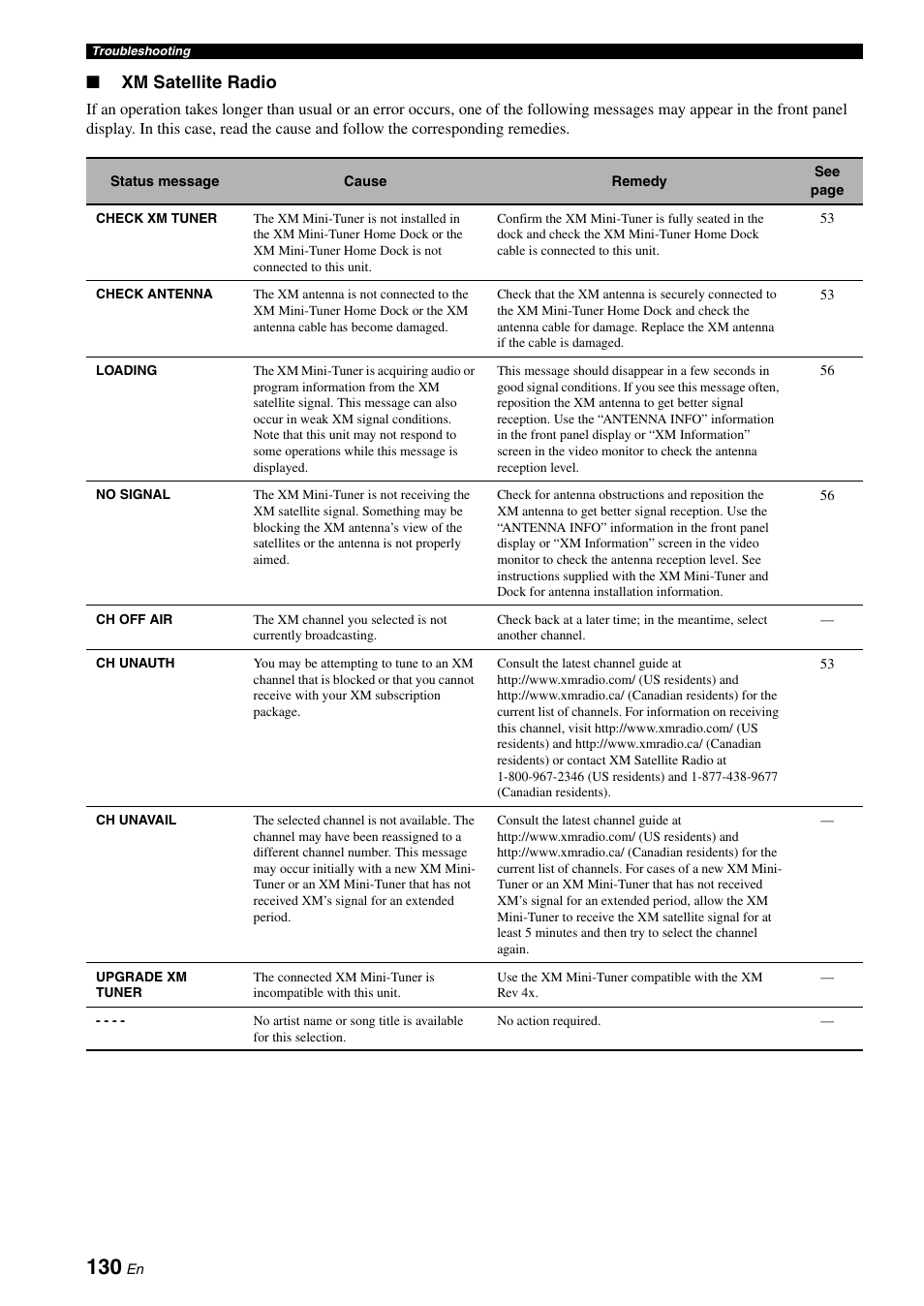 Xm satellite radio | Yamaha RX-V3900 User Manual | Page 134 / 169