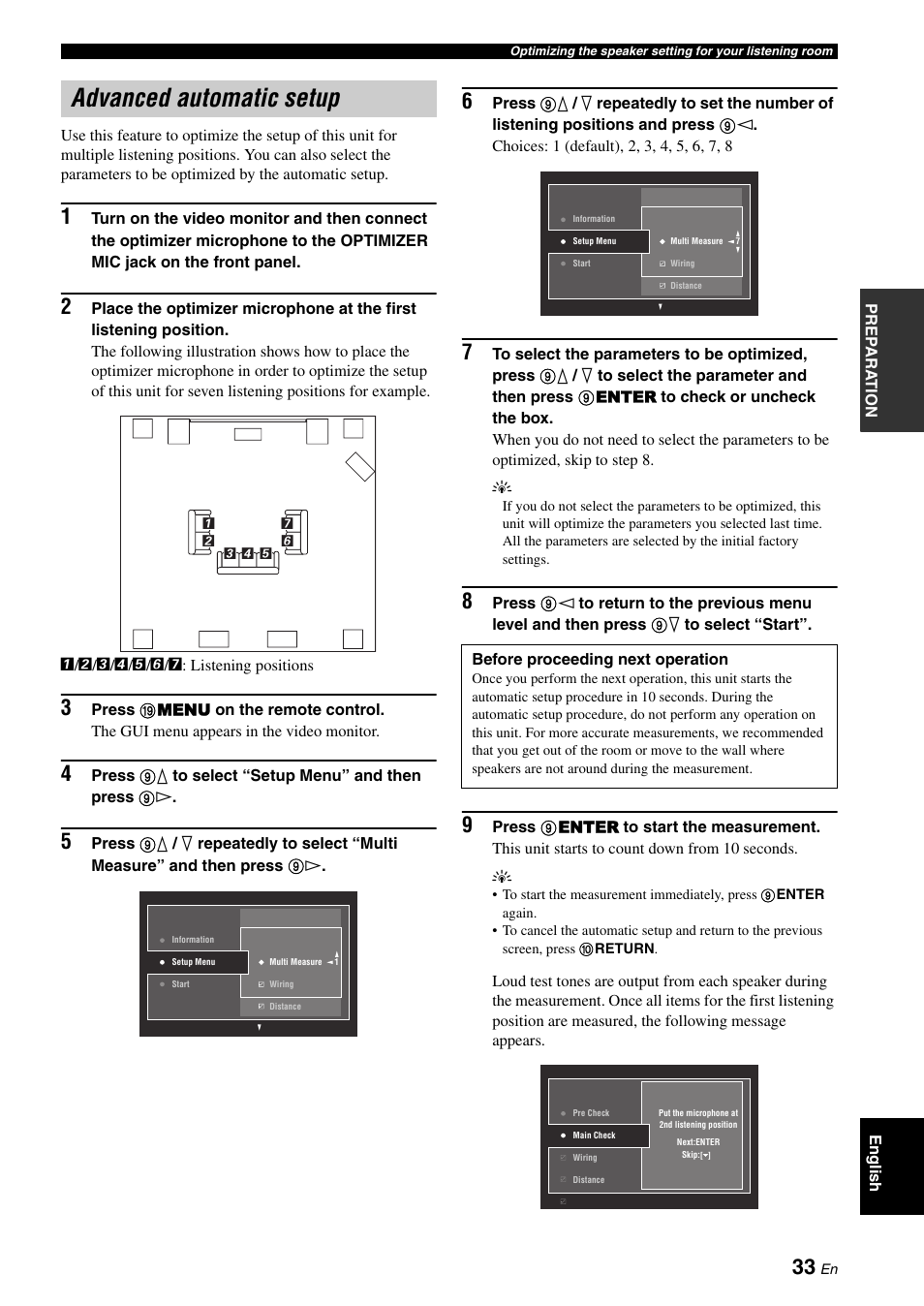 Advanced automatic setup | Yamaha RX-V3900 User Manual | Page 37 / 169