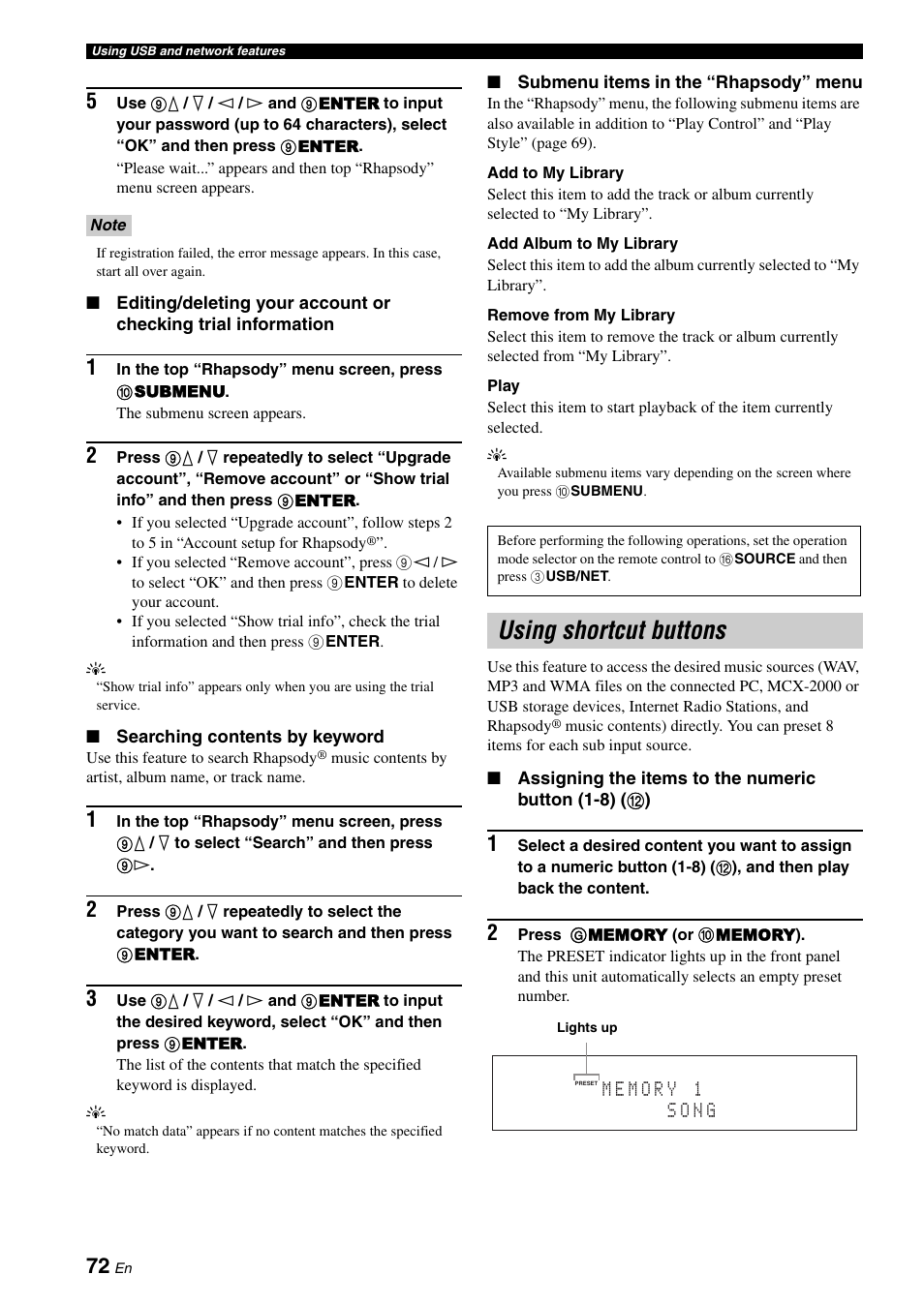 Using shortcut buttons | Yamaha RX-V3900 User Manual | Page 76 / 169
