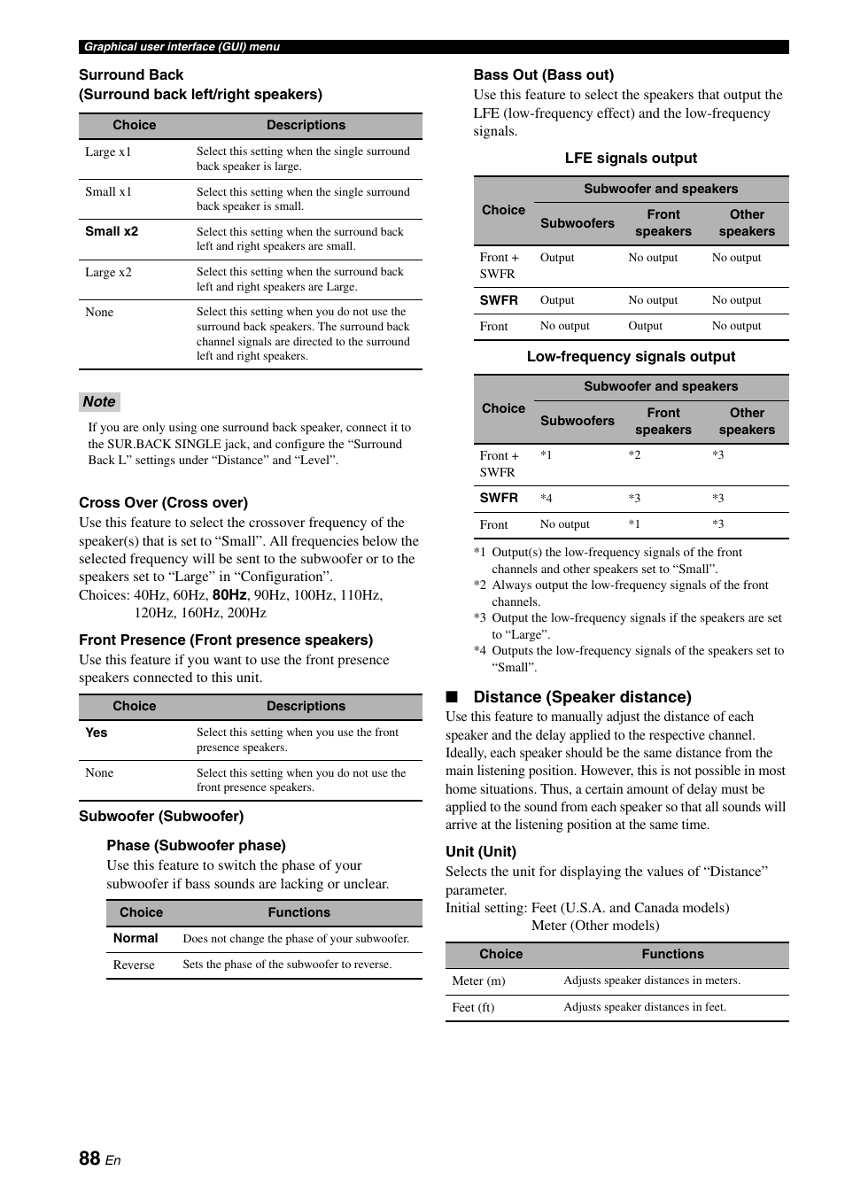 Distance (speaker distance) | Yamaha RX-V3900 User Manual | Page 92 / 169