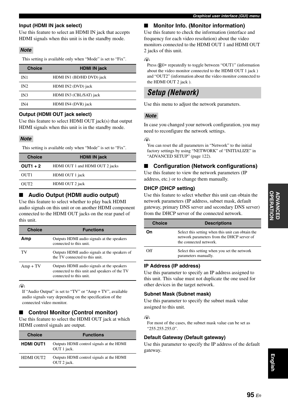 Setup (network) | Yamaha RX-V3900 User Manual | Page 99 / 169