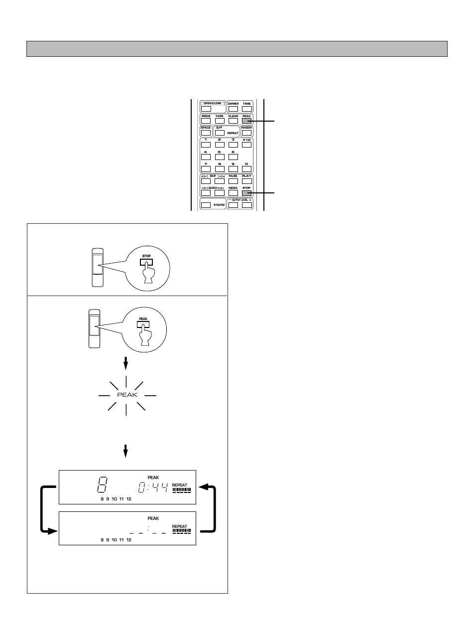 Automatic searching of the peak level on a disc, Stop the unit | Yamaha CDX-880  EN User Manual | Page 18 / 22