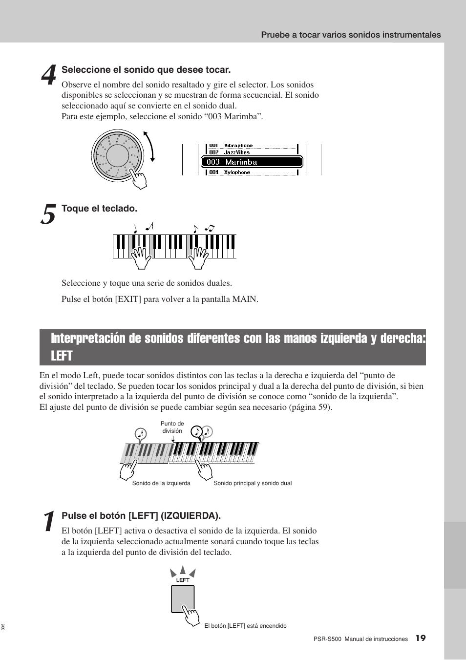 Derecha: left | Yamaha WH27910 User Manual | Page 19 / 122