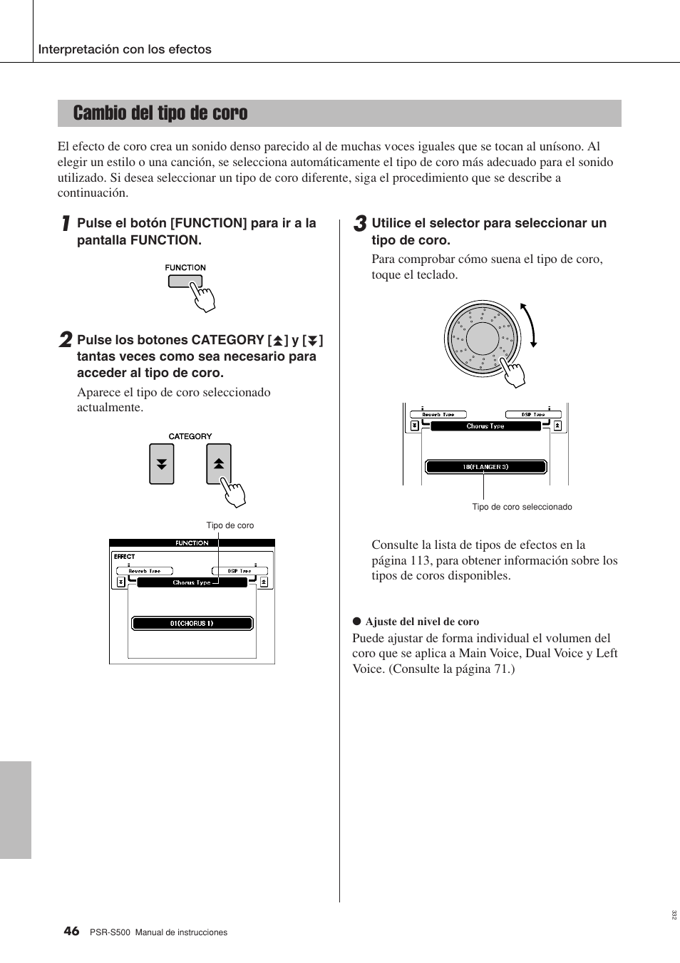 Cambio del tipo de coro | Yamaha WH27910 User Manual | Page 46 / 122