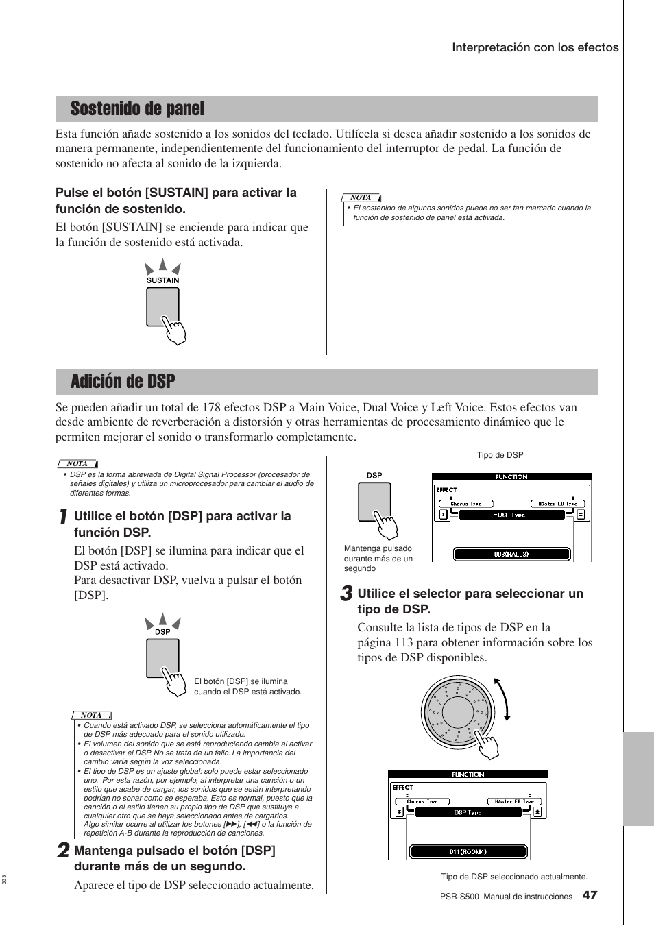 Sostenido de panel adición de dsp, Sostenido de panel, Adición de dsp | Yamaha WH27910 User Manual | Page 47 / 122