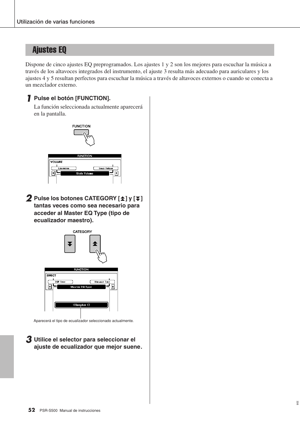 Ajustes eq | Yamaha WH27910 User Manual | Page 52 / 122