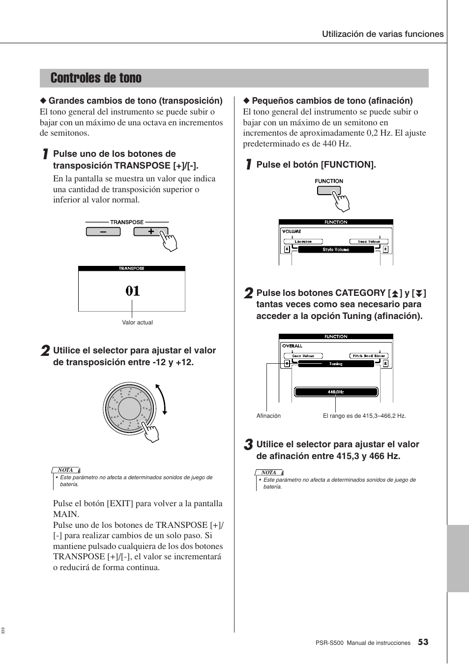 Controles de tono | Yamaha WH27910 User Manual | Page 53 / 122