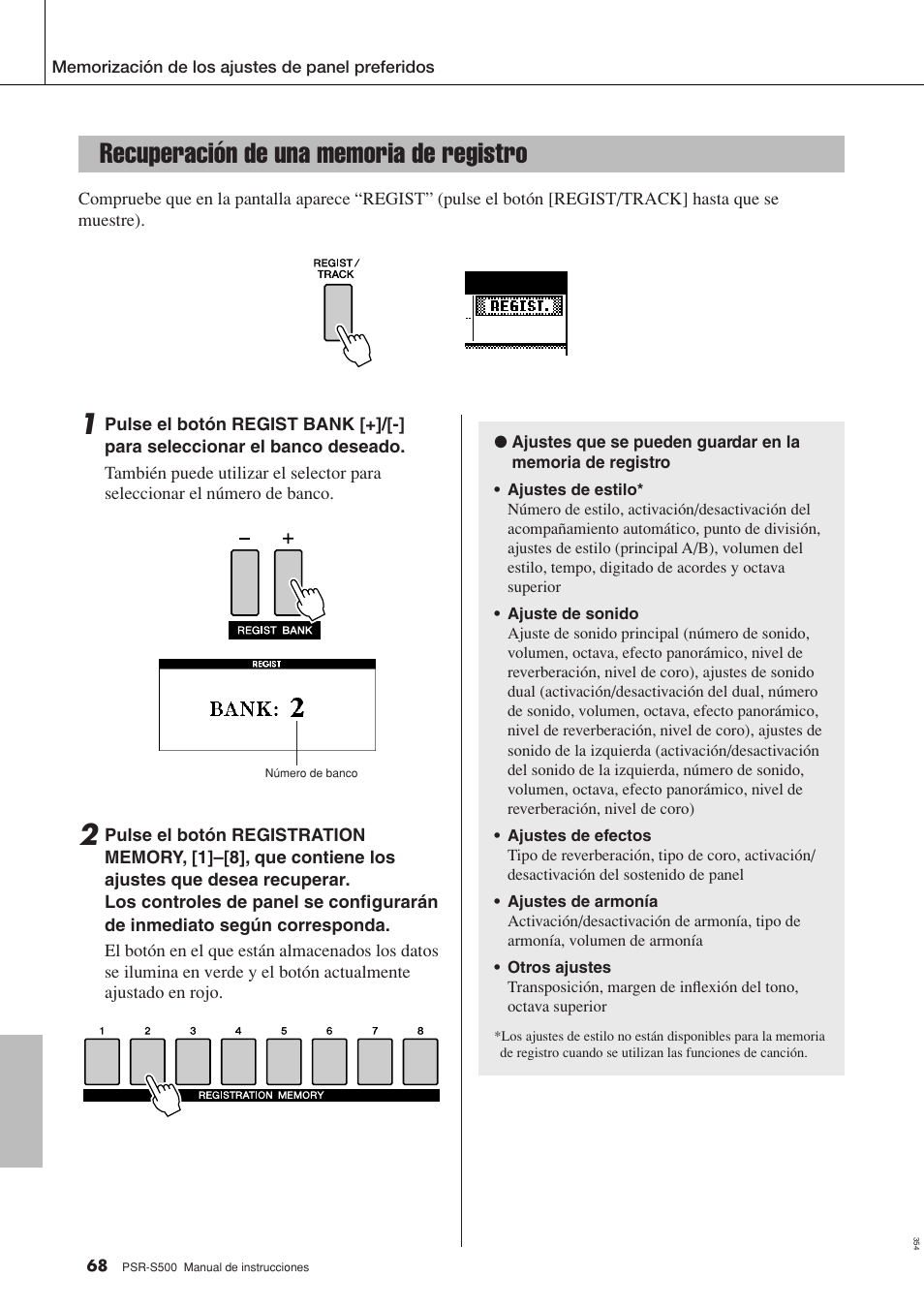 Recuperación de una memoria de registro | Yamaha WH27910 User Manual | Page 68 / 122