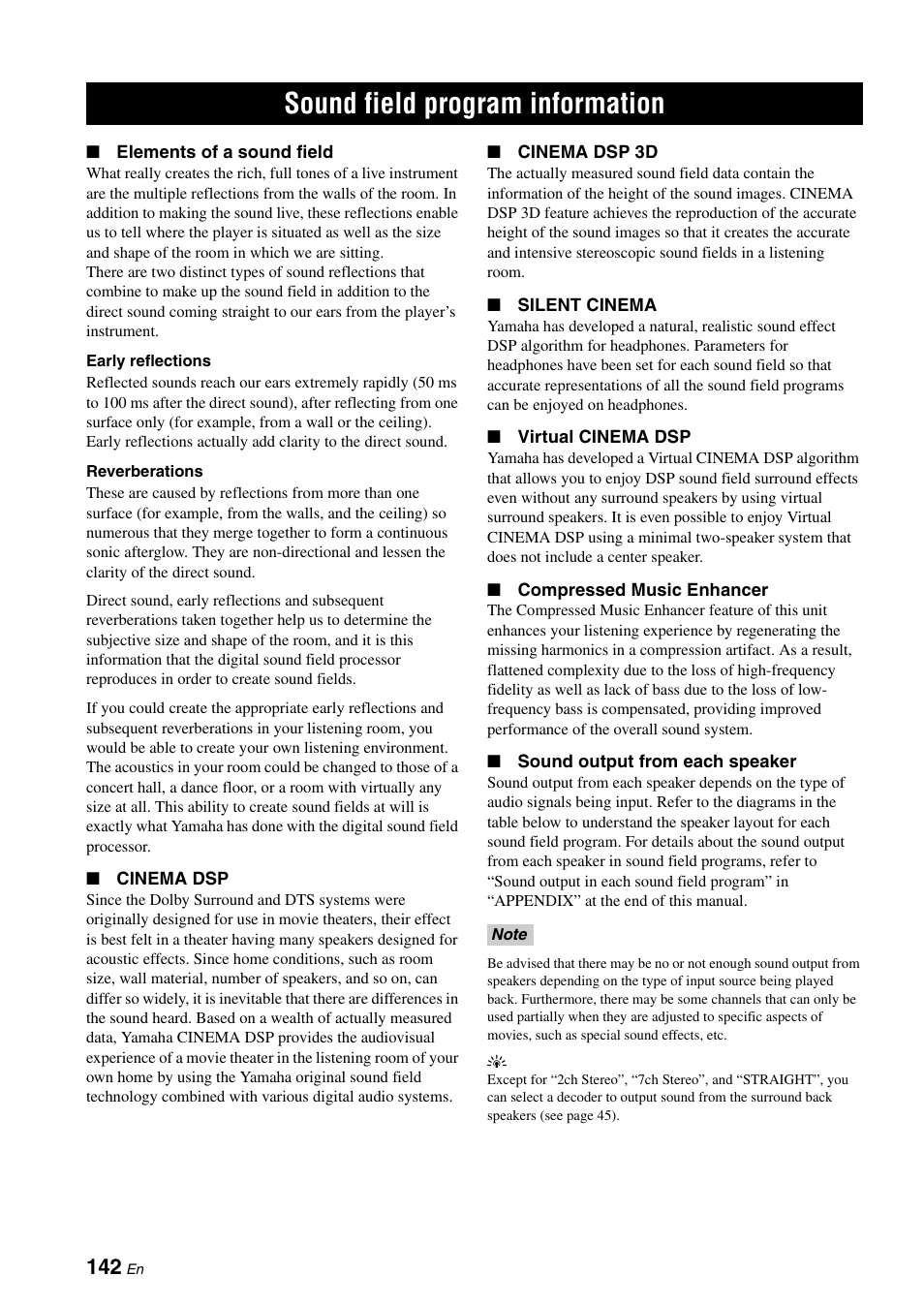 Sound field program information | Yamaha RX-V3800 User Manual | Page 146 / 169