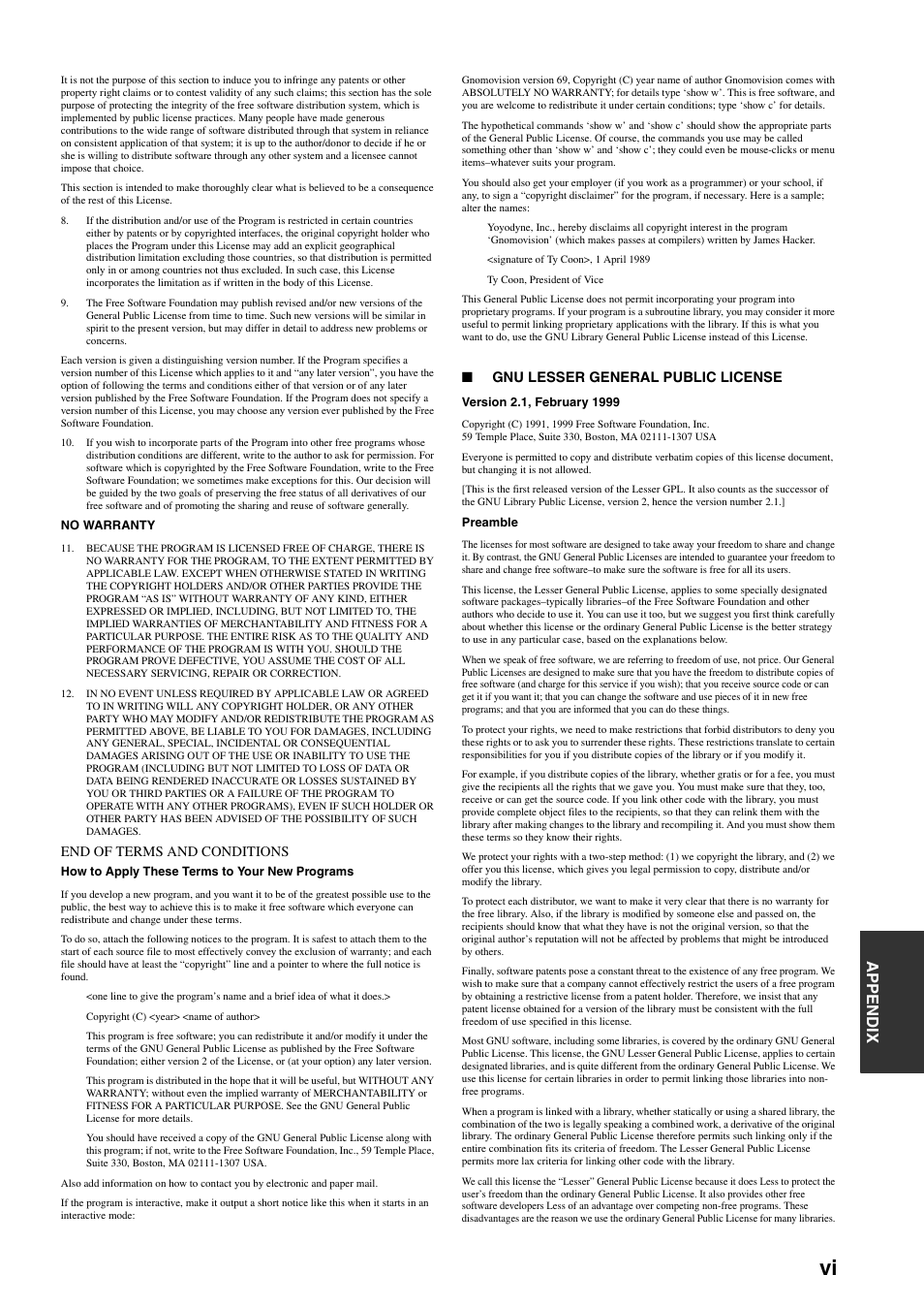 Appendix | Yamaha RX-V3800 User Manual | Page 159 / 169