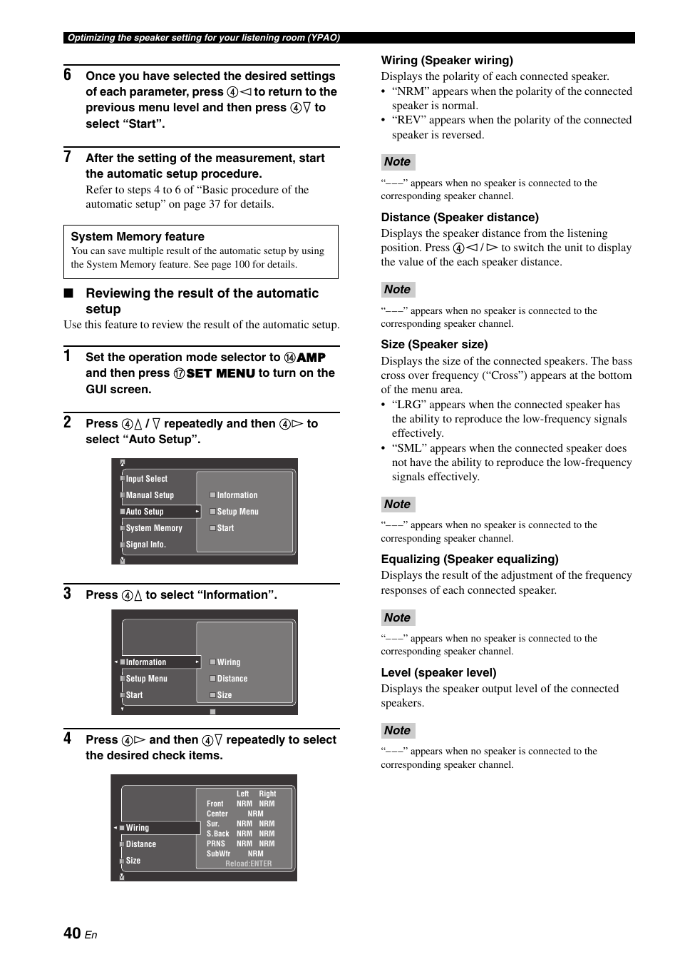 Reviewing the result of the automatic setup | Yamaha RX-V3800 User Manual | Page 44 / 169