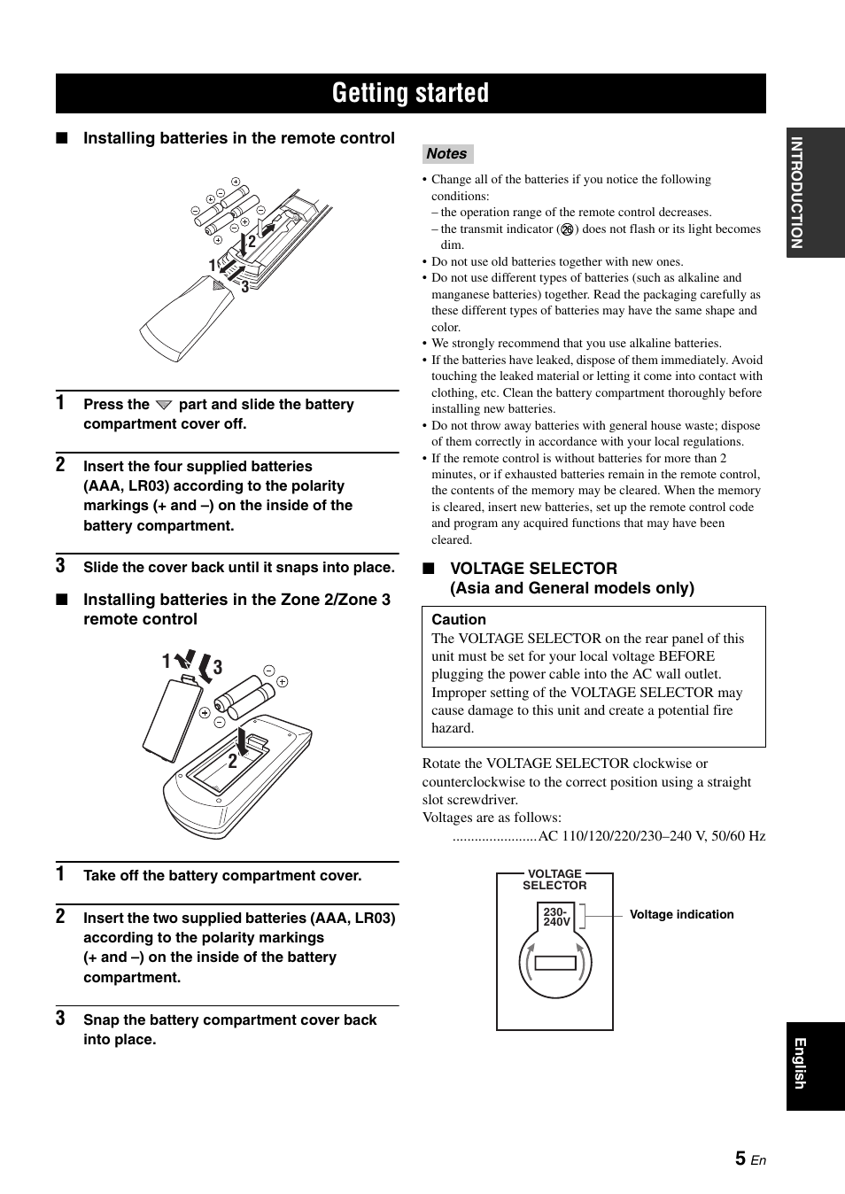 Getting started | Yamaha RX-V3800 User Manual | Page 9 / 169