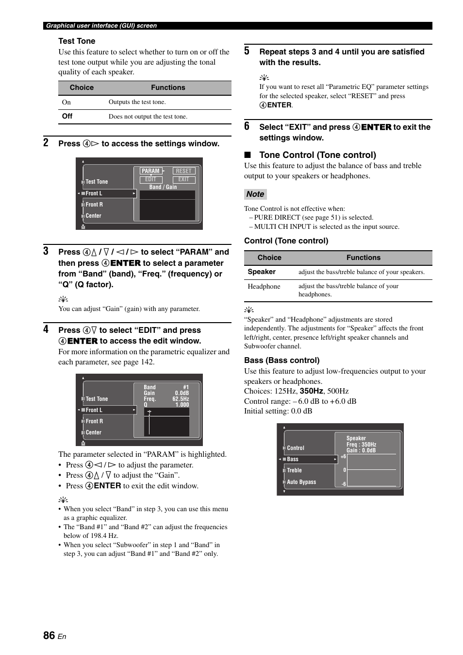 Tone control (tone control) | Yamaha RX-V3800 User Manual | Page 90 / 169