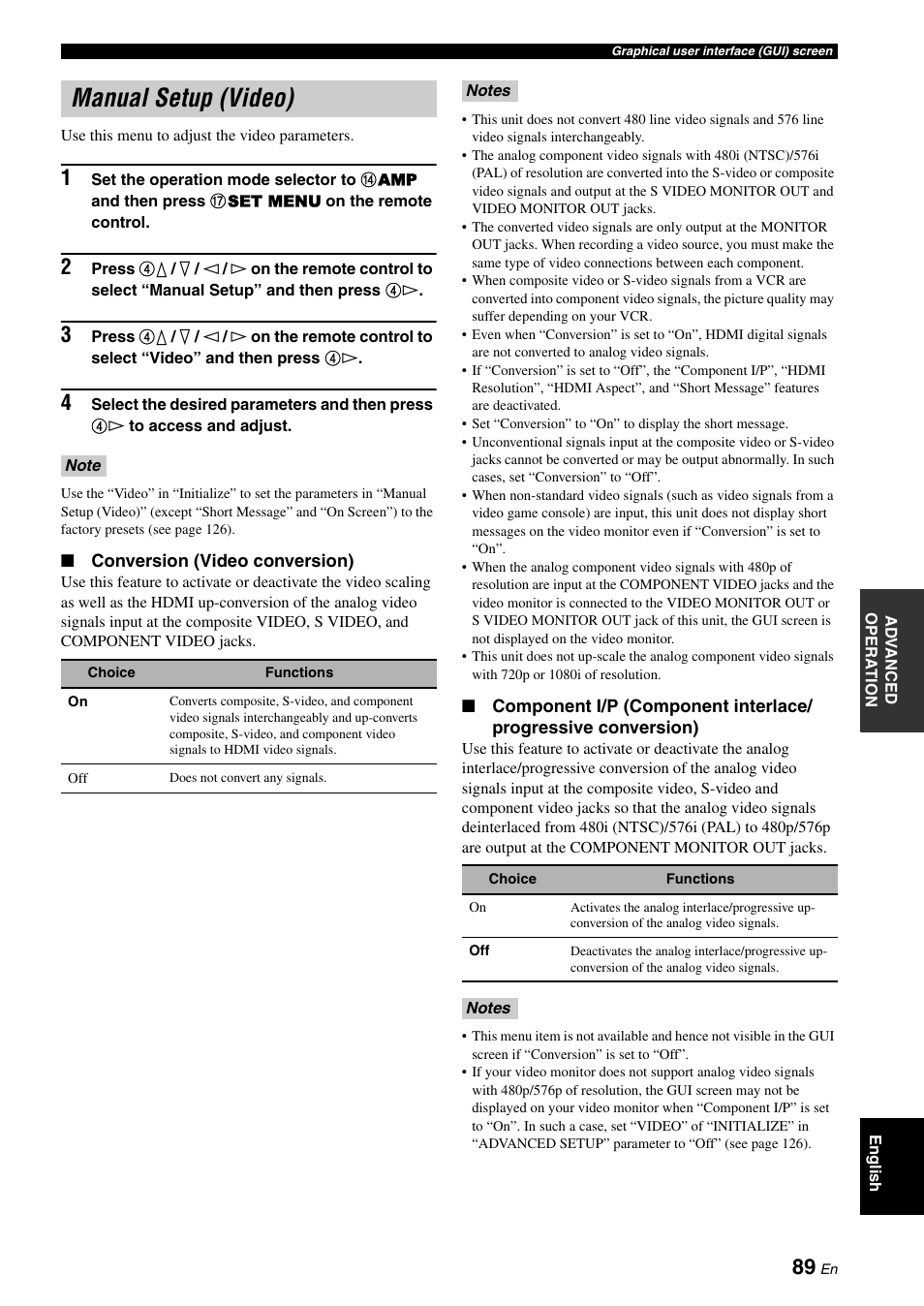 Manual setup (video), P. 89 | Yamaha RX-V3800 User Manual | Page 93 / 169