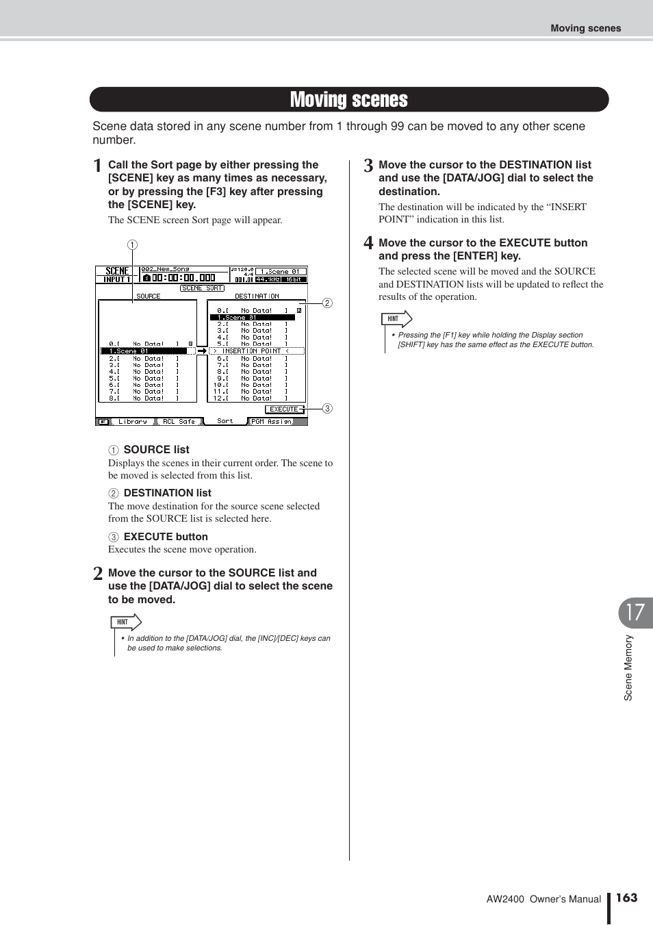 Moving scenes | Yamaha AW2400 User Manual | Page 163 / 288