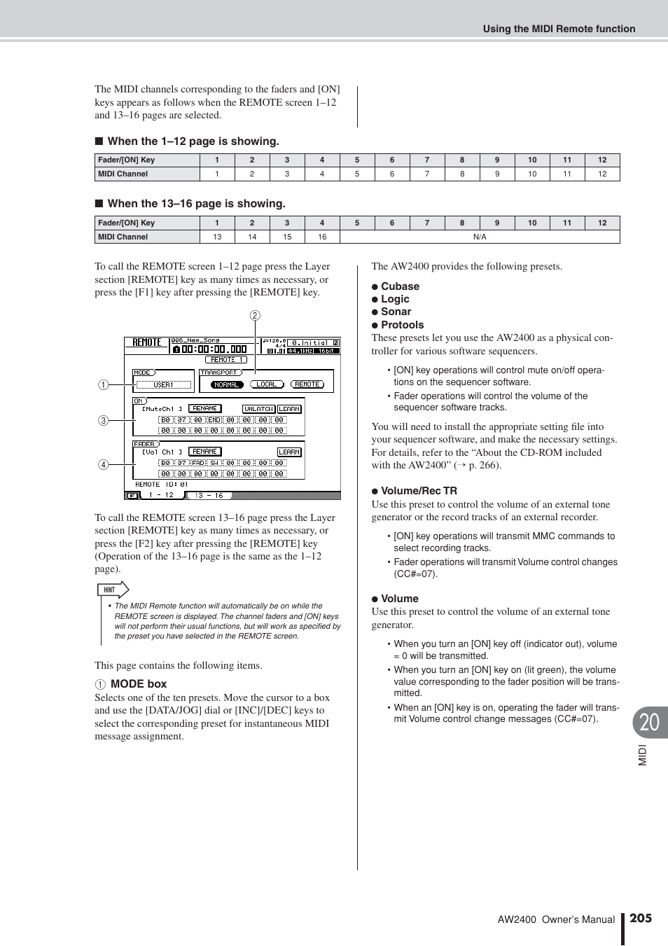 Yamaha AW2400 User Manual | Page 205 / 288