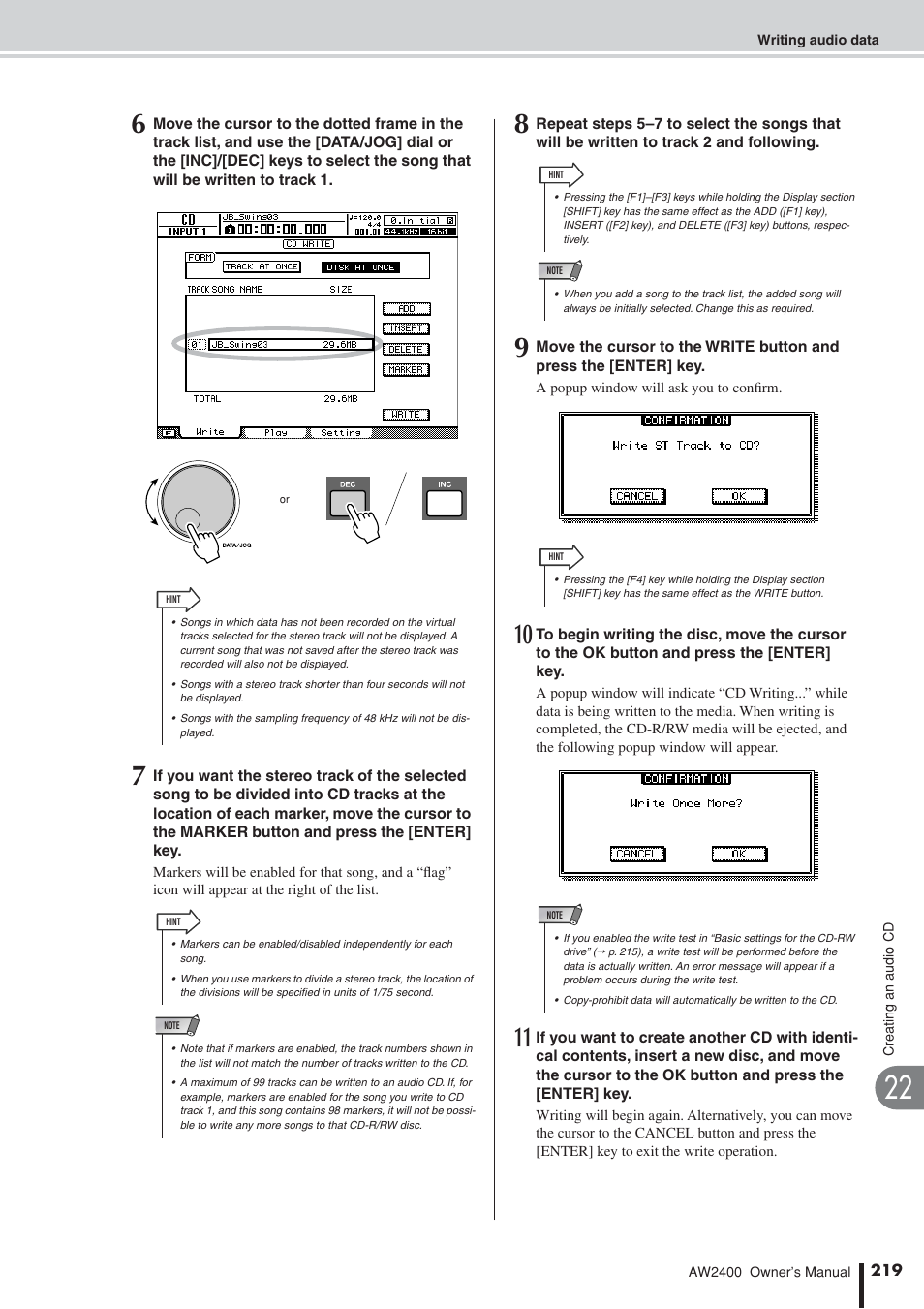 Yamaha AW2400 User Manual | Page 219 / 288