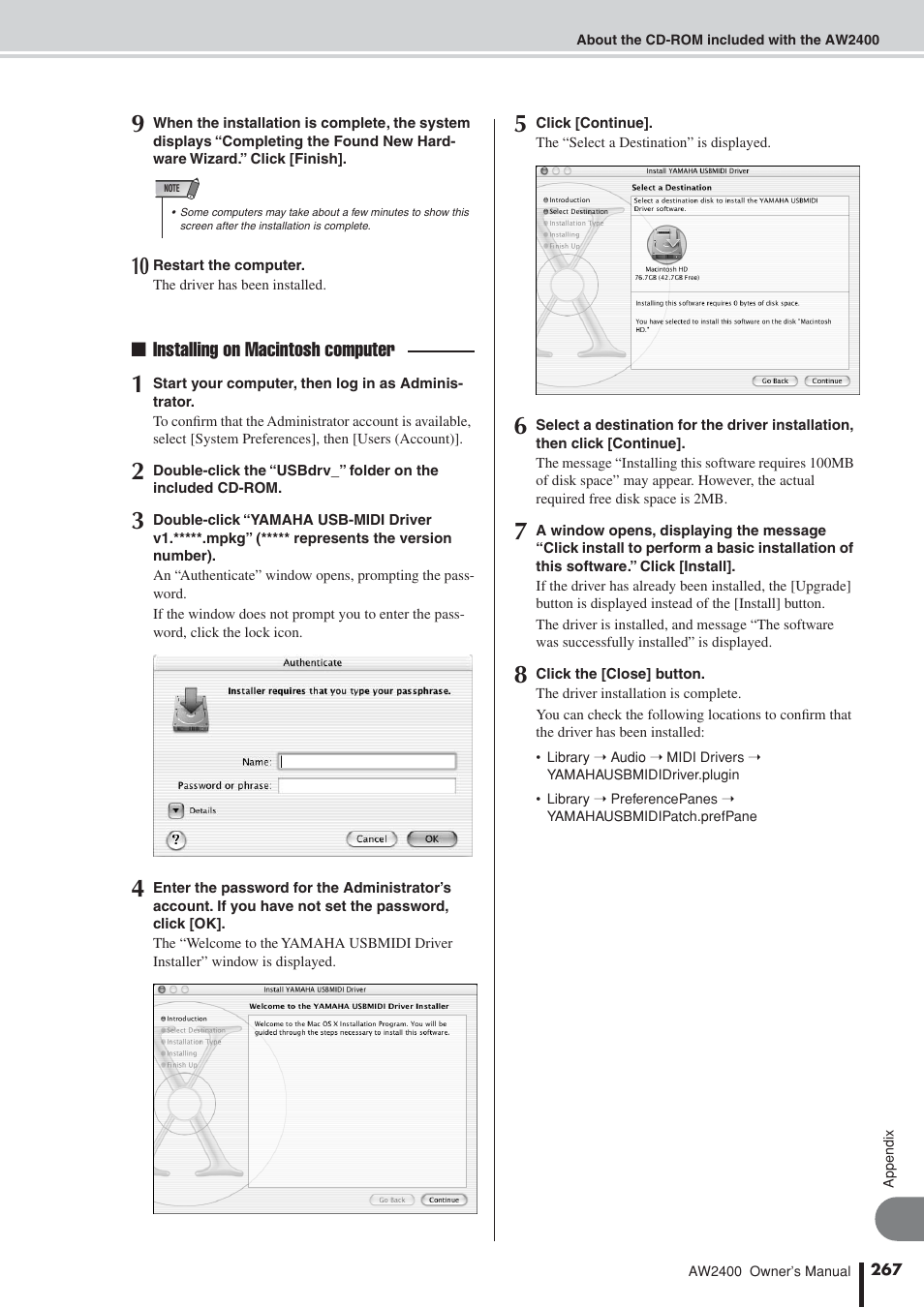 Yamaha AW2400 User Manual | Page 267 / 288