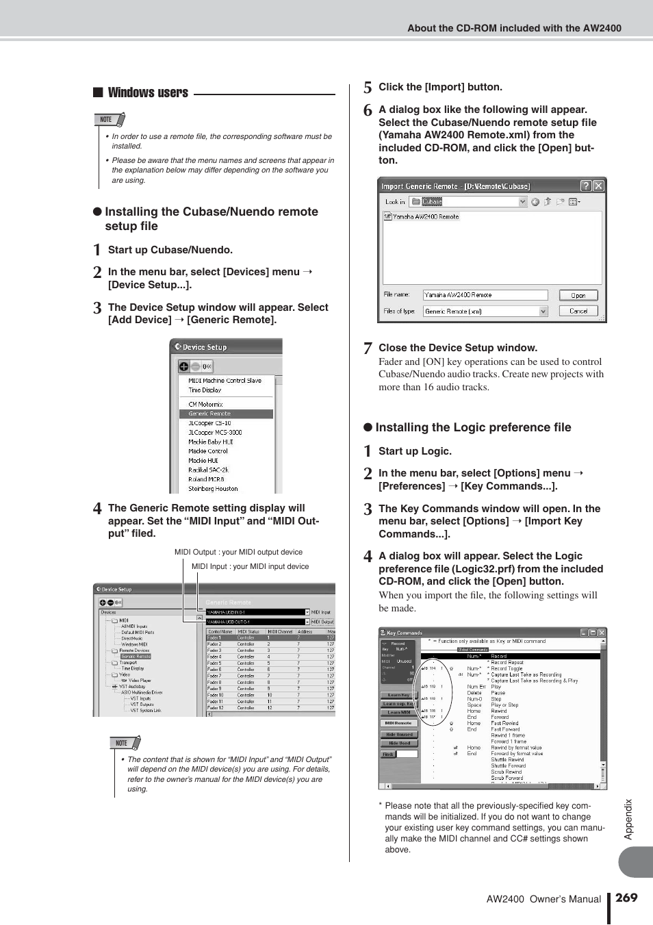 Windows users | Yamaha AW2400 User Manual | Page 269 / 288