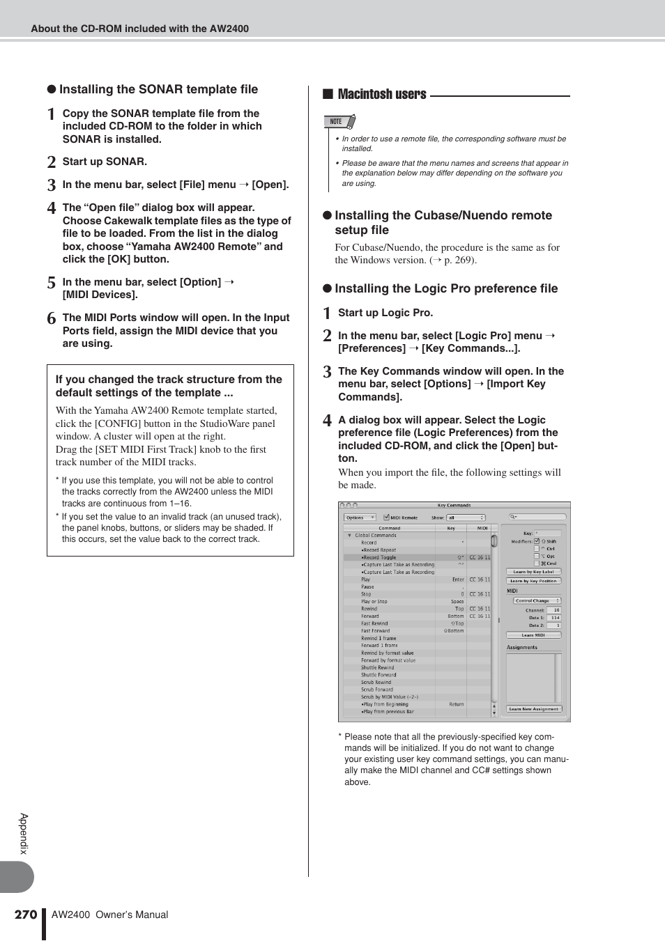 Macintosh users | Yamaha AW2400 User Manual | Page 270 / 288