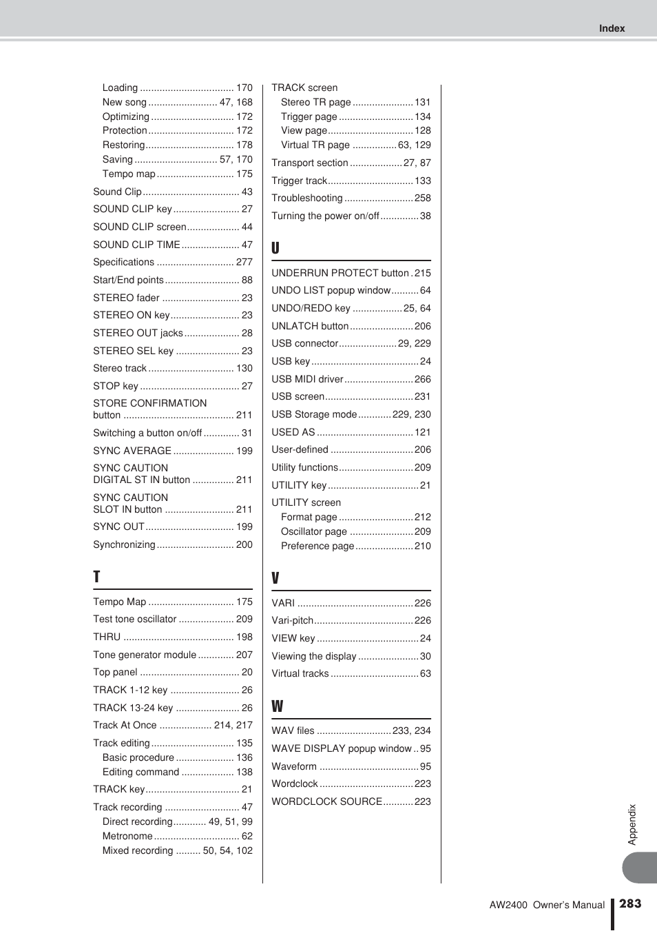 Yamaha AW2400 User Manual | Page 283 / 288