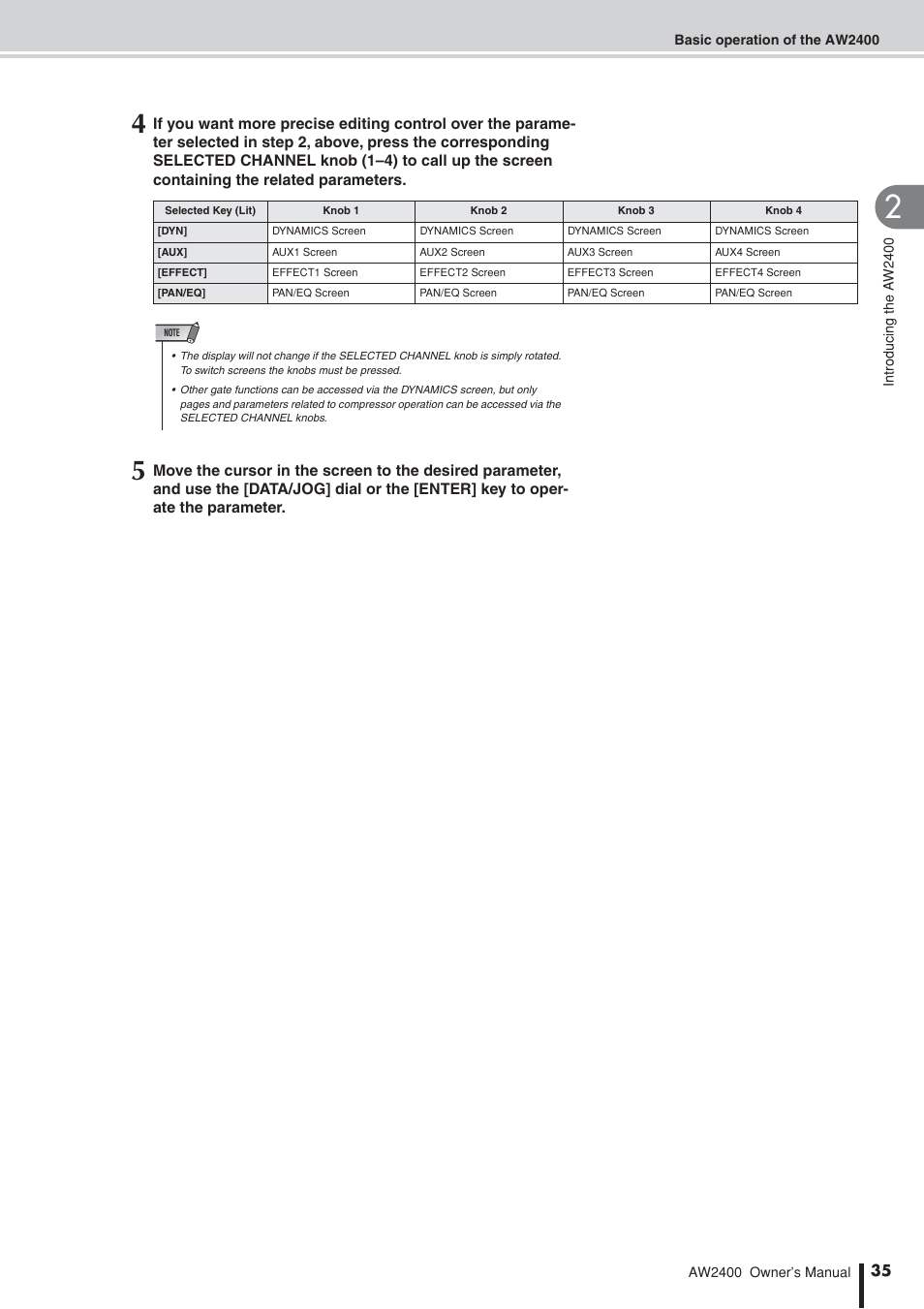 Yamaha AW2400 User Manual | Page 35 / 288