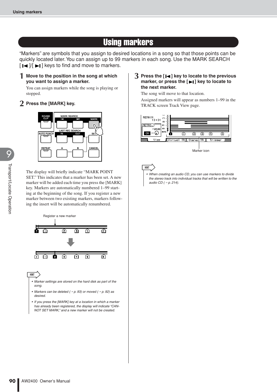 Using markers, P. 90) | Yamaha AW2400 User Manual | Page 90 / 288