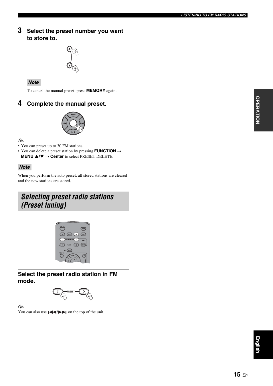 Selecting preset radio stations (preset tuning) | Yamaha TSX-130 User Manual | Page 19 / 25