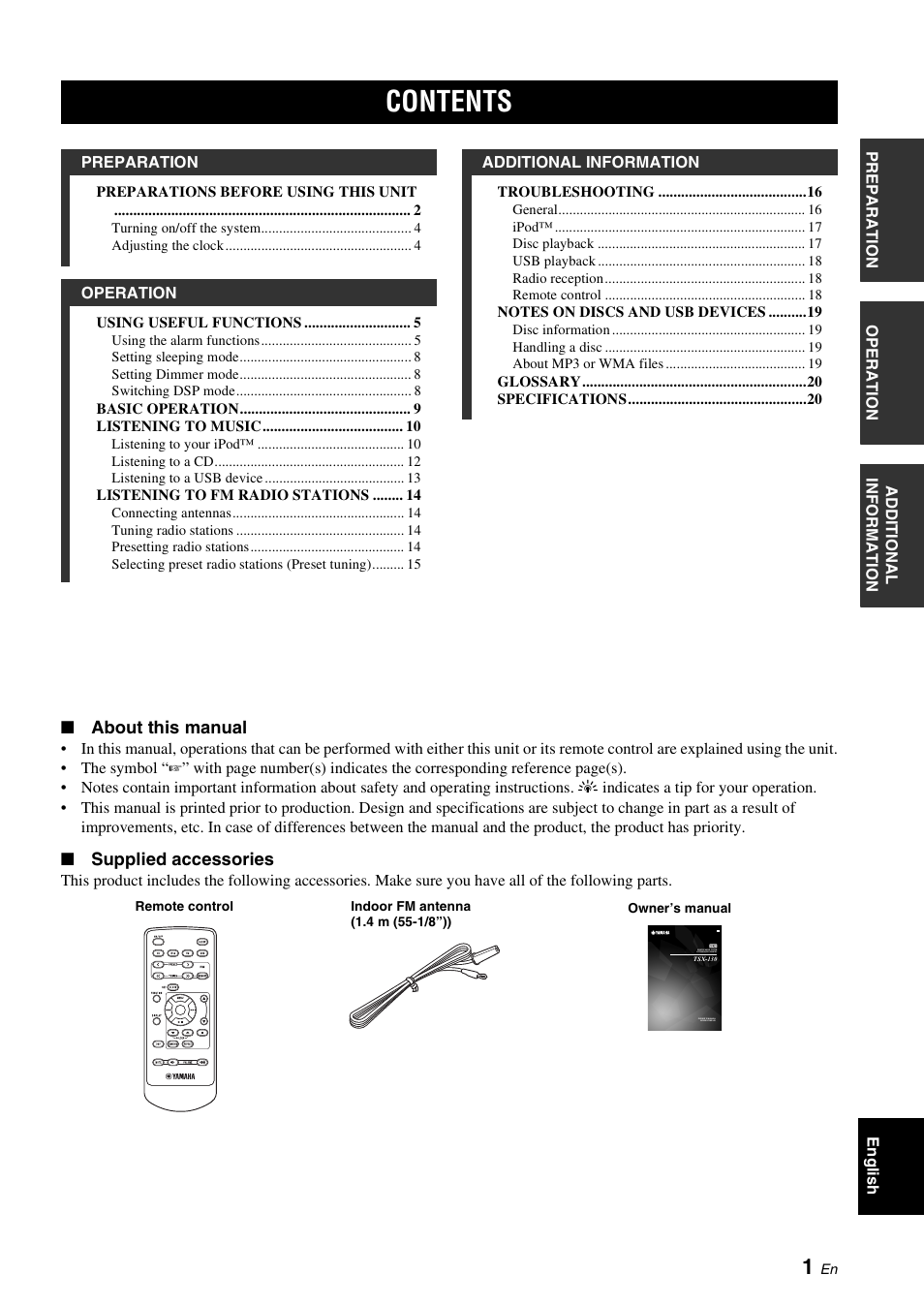 Yamaha TSX-130 User Manual | Page 5 / 25