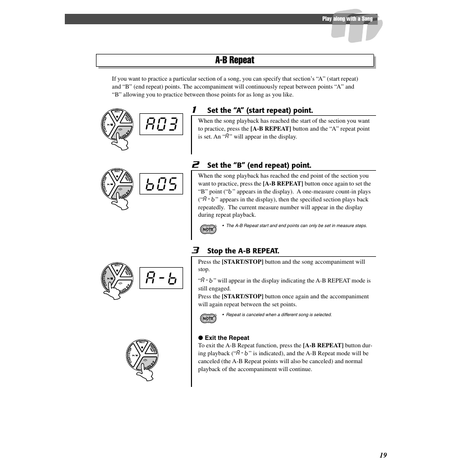 A-b repeat, A03 b05 a-b | Yamaha Druid Digital Percussion DD-55 User Manual | Page 19 / 47