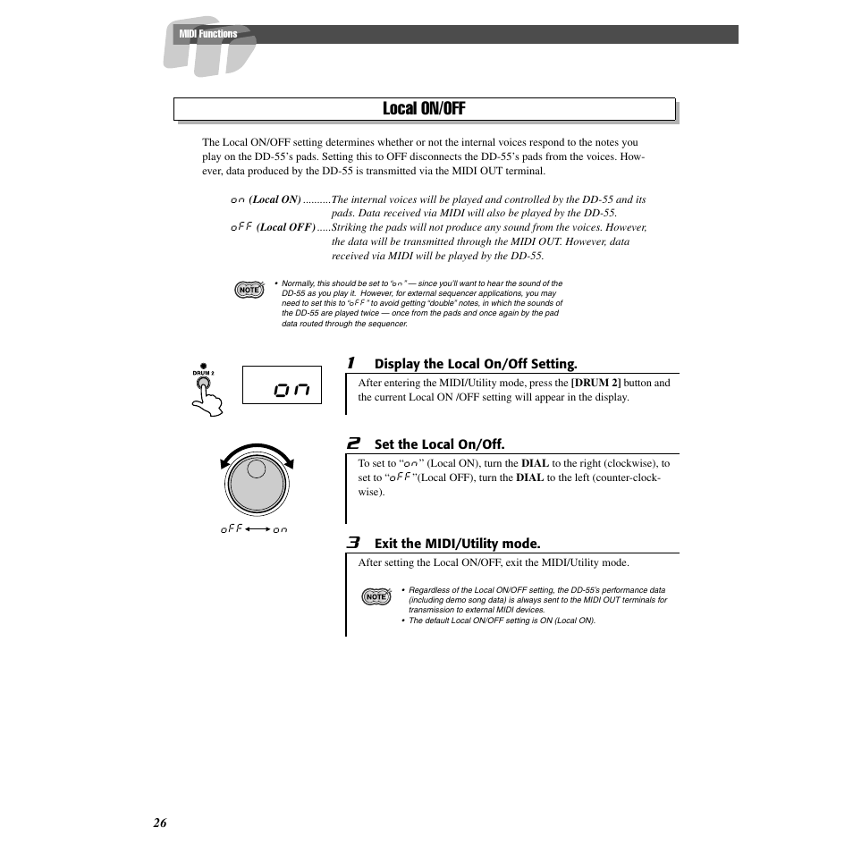 Local on/off | Yamaha Druid Digital Percussion DD-55 User Manual | Page 26 / 47