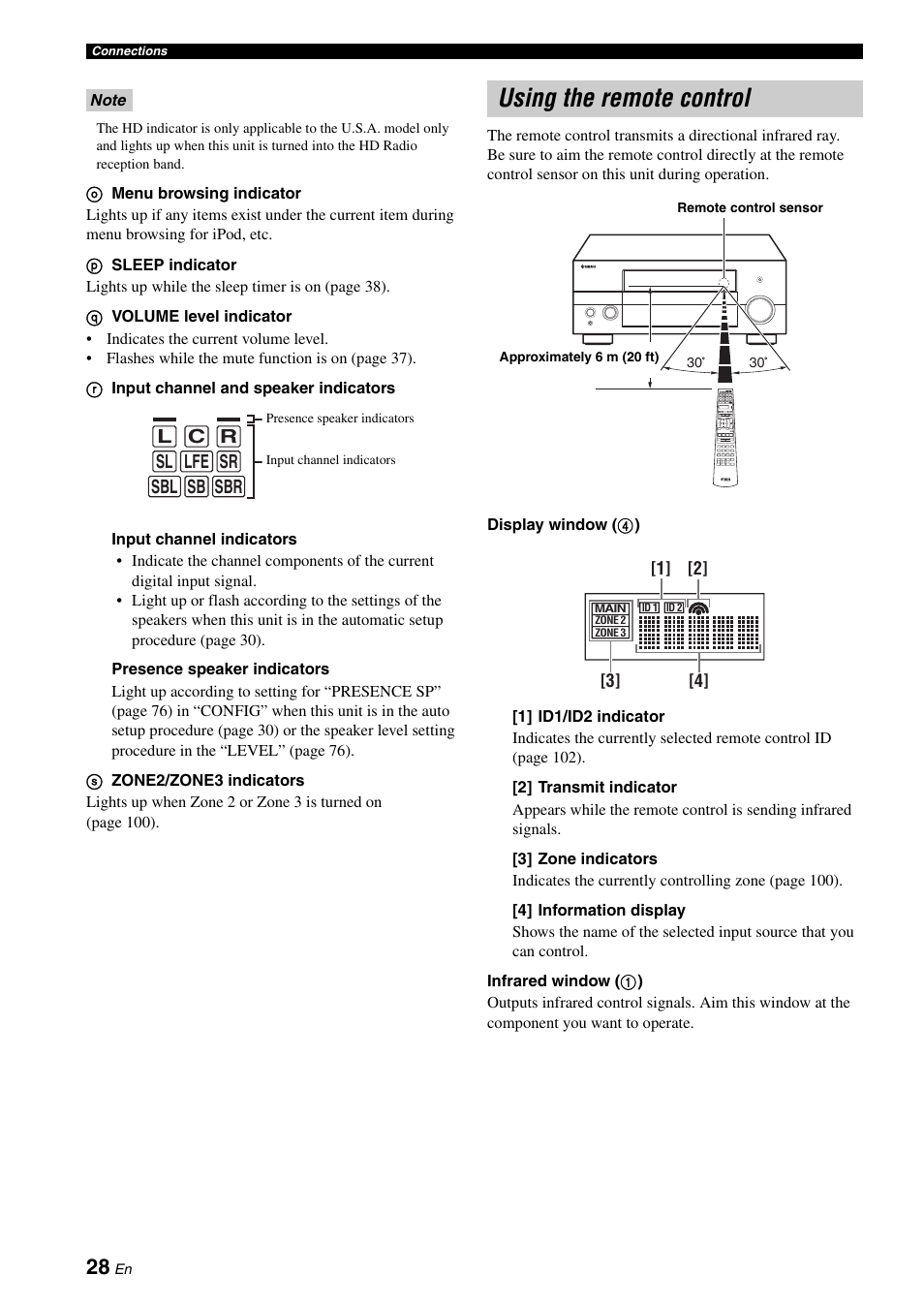 Using the remote control, L c r sl lfe sr sbl sb sbr | Yamaha RX-V1900BL User Manual | Page 32 / 146