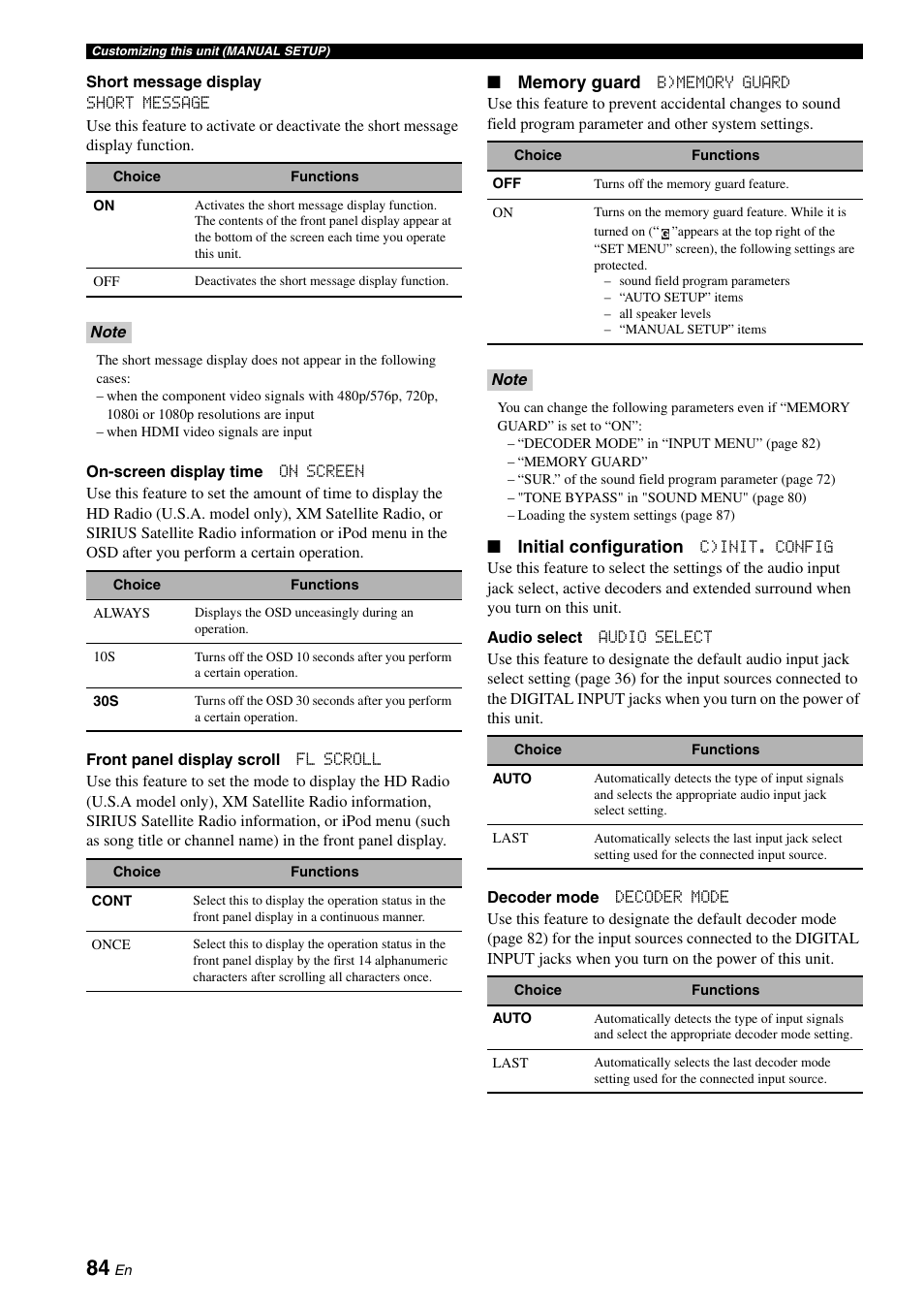 Initial configuration | Yamaha RX-V1900BL User Manual | Page 88 / 146