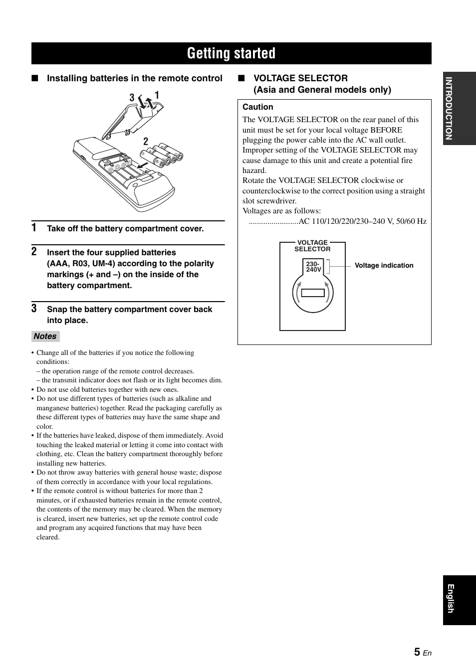 Getting started | Yamaha RX-V1900BL User Manual | Page 9 / 146