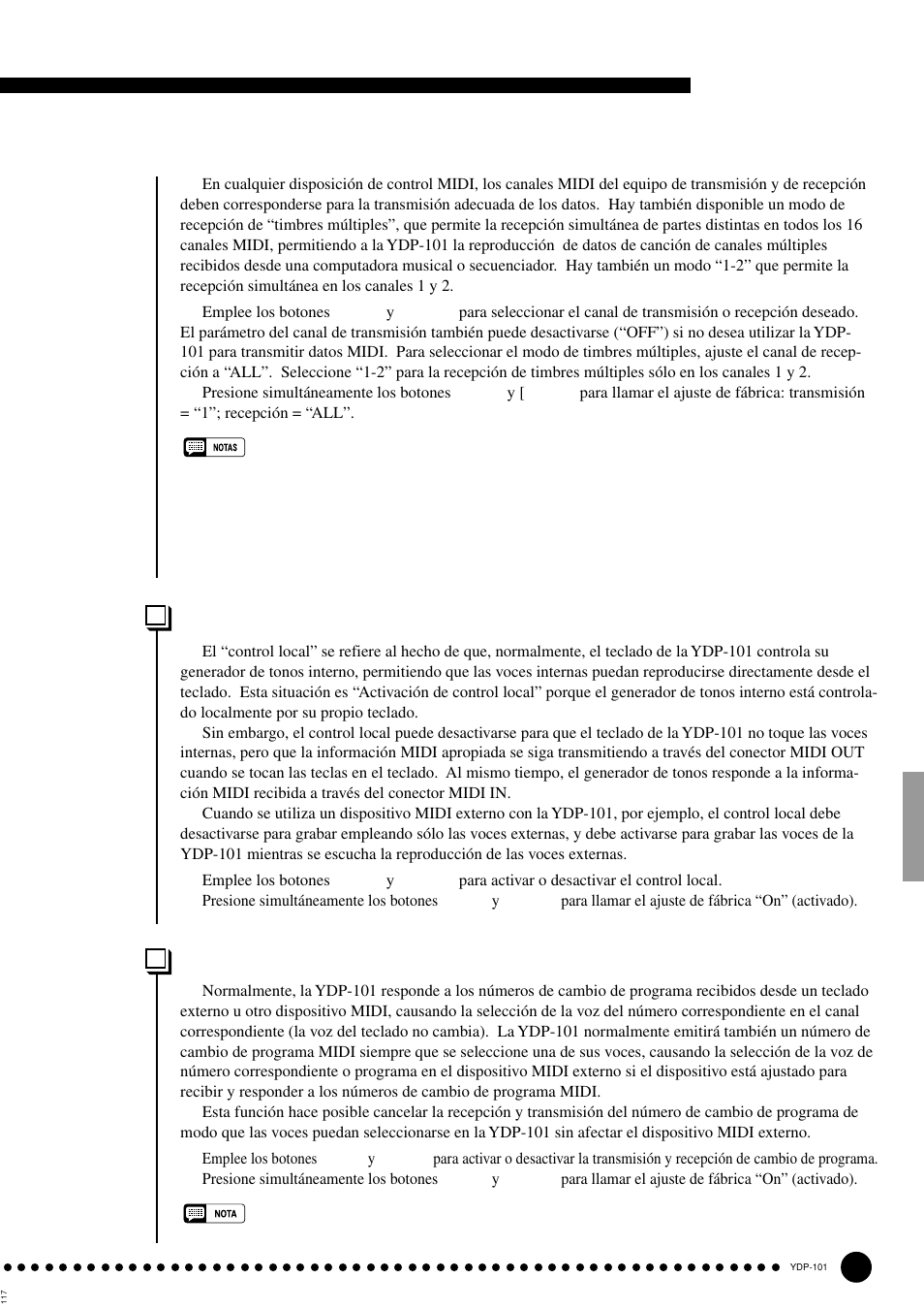 Modo de función, F7.3: activación/desactivación de control local | Yamaha PDP-101 User Manual | Page 29 / 47