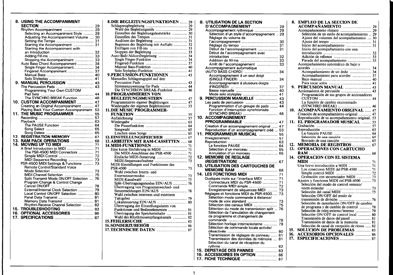 Yamaha Portatone PSR-4500 User Manual | Page 3 / 48