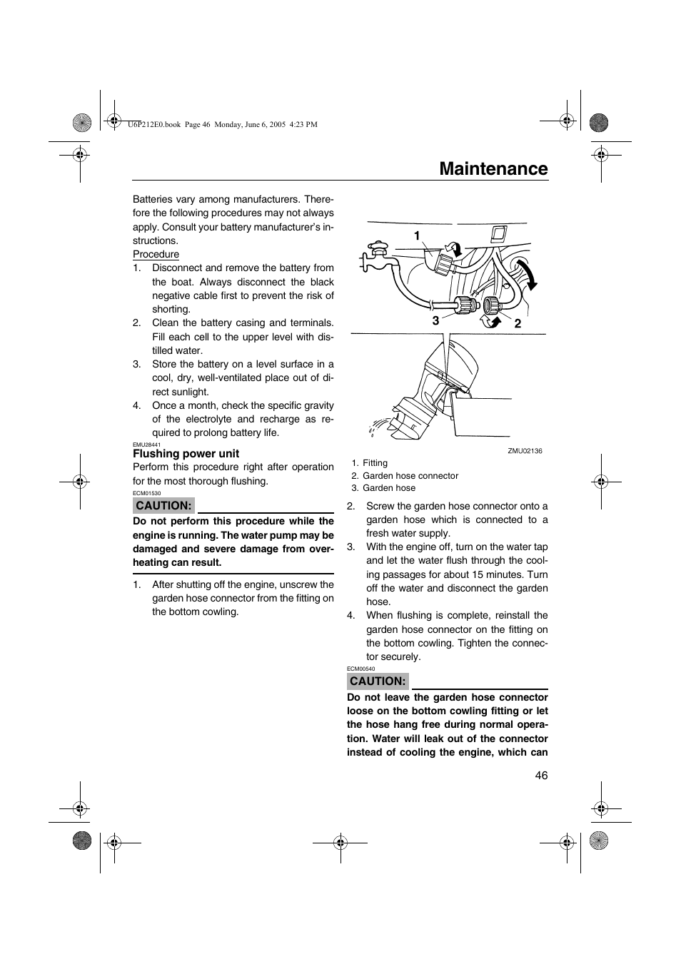 Flushing power unit, Maintenance | Yamaha F250 LF250 User Manual | Page 52 / 83