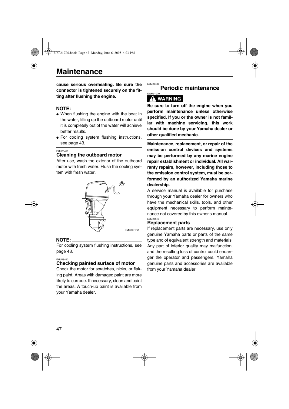 Periodic maintenance, Motor, Replacement parts | Maintenance | Yamaha F250 LF250 User Manual | Page 53 / 83