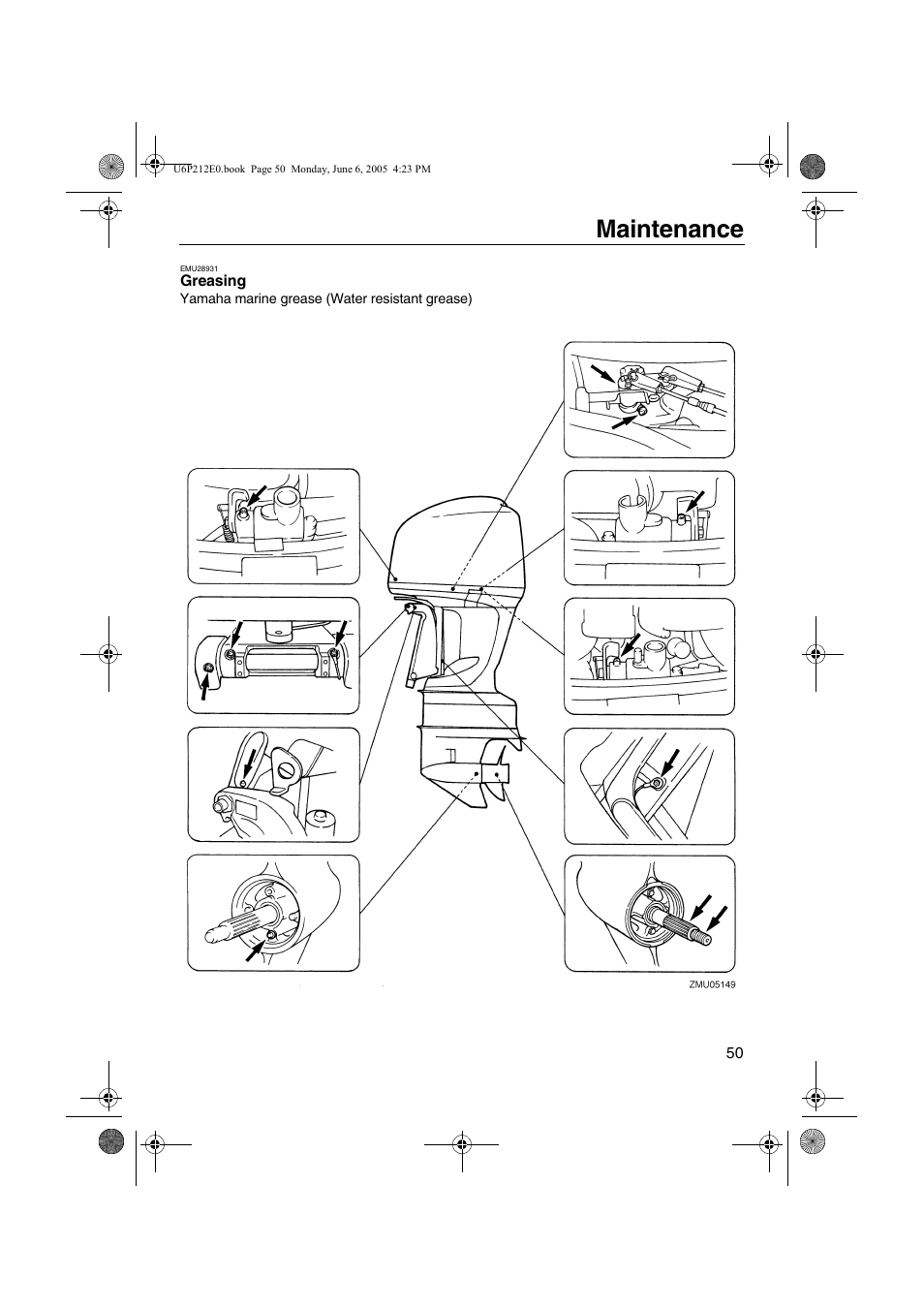 Greasing, Maintenance | Yamaha F250 LF250 User Manual | Page 56 / 83