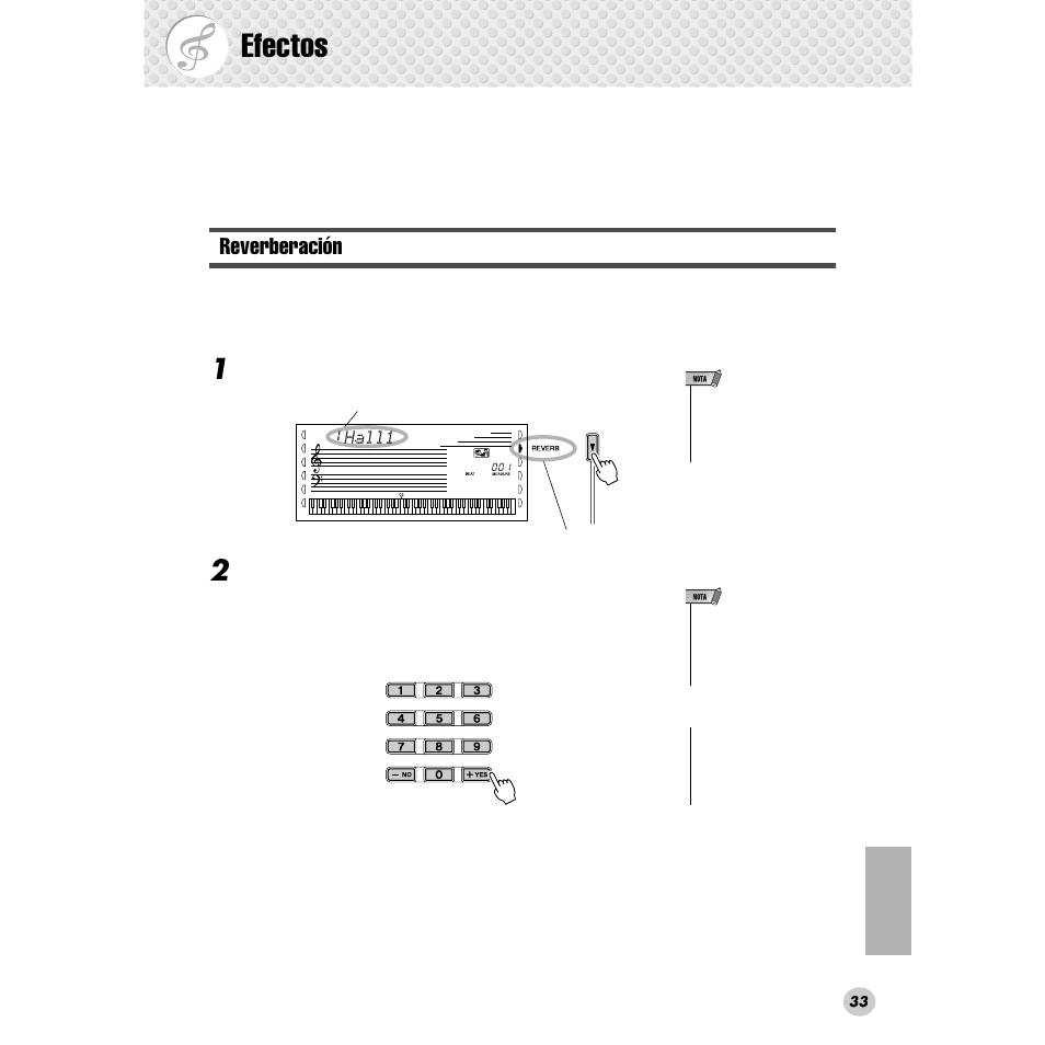 Efectos, Reverberación | Yamaha Portable Grand DGX-300 User Manual | Page 33 / 116