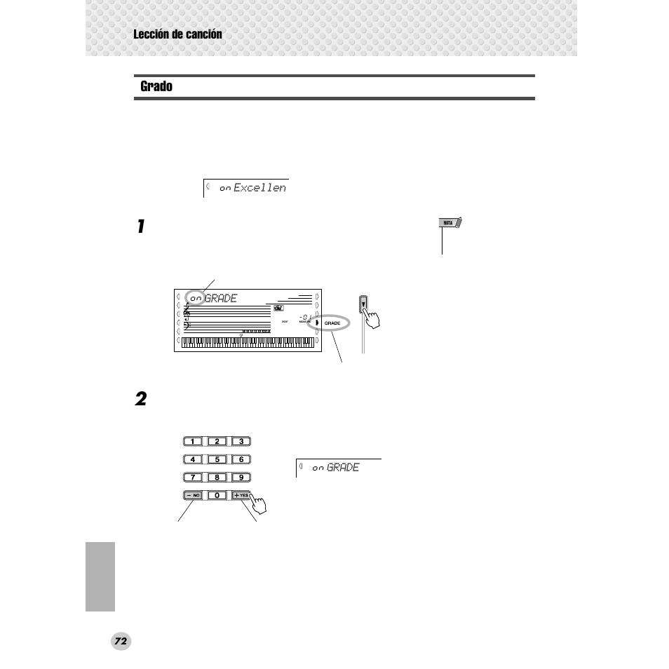 Grado, Lección de canción | Yamaha Portable Grand DGX-300 User Manual | Page 72 / 116