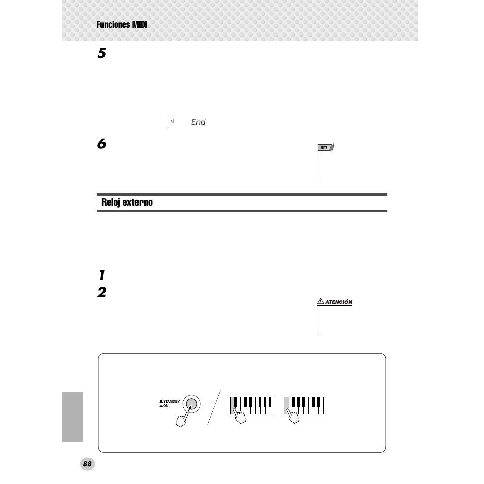 Reloj externo, Funciones midi | Yamaha Portable Grand DGX-300 User Manual | Page 88 / 116