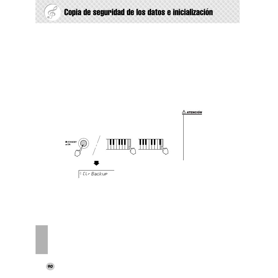 Copia de seguridad de los datos e inicialización | Yamaha Portable Grand DGX-300 User Manual | Page 90 / 116