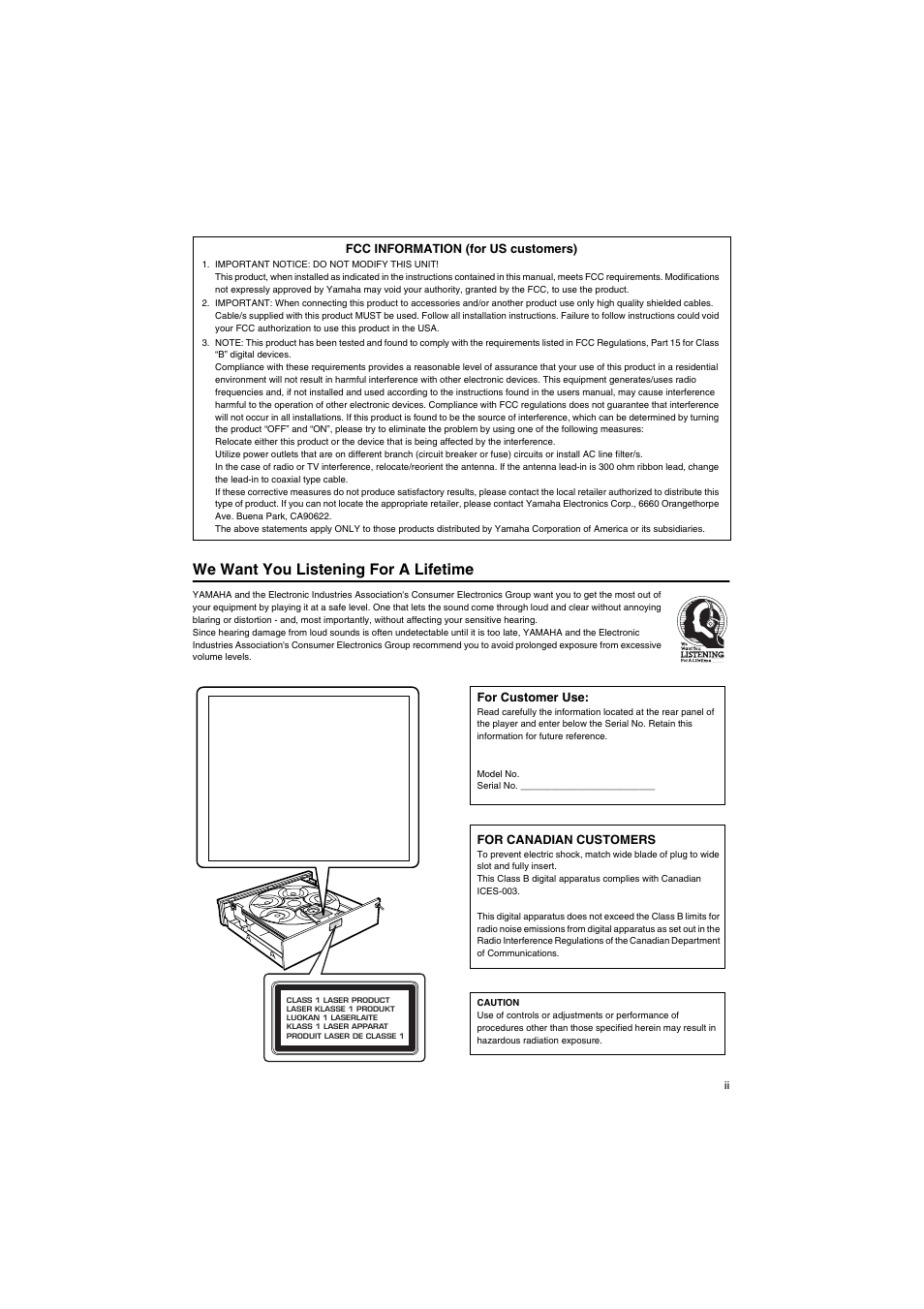 We want you listening for a lifetime | Yamaha DV-C6760 User Manual | Page 3 / 39