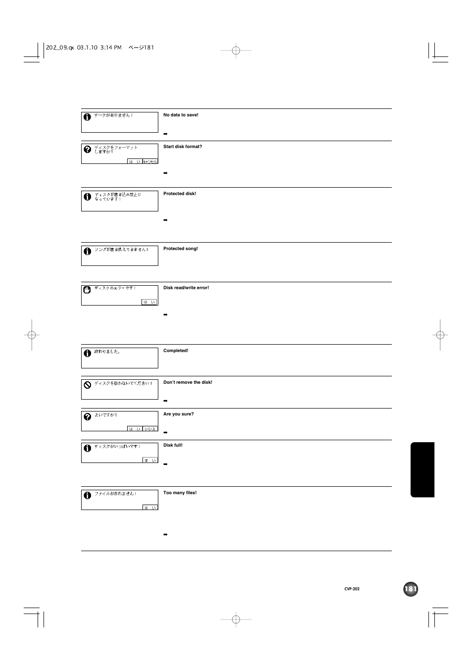 Yamaha CVP-202 User Manual | Page 181 / 194