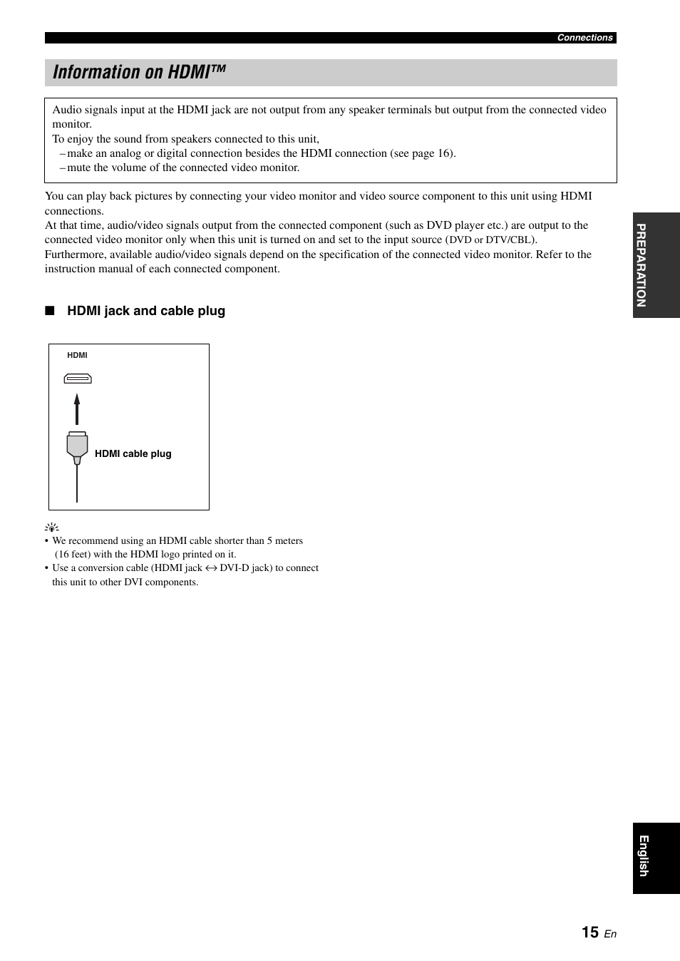 Information on hdmi | Yamaha RX-V561 User Manual | Page 19 / 86