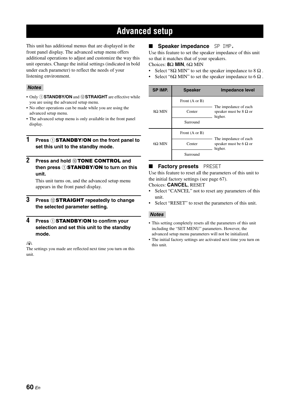 Advanced setup | Yamaha RX-V561 User Manual | Page 64 / 86