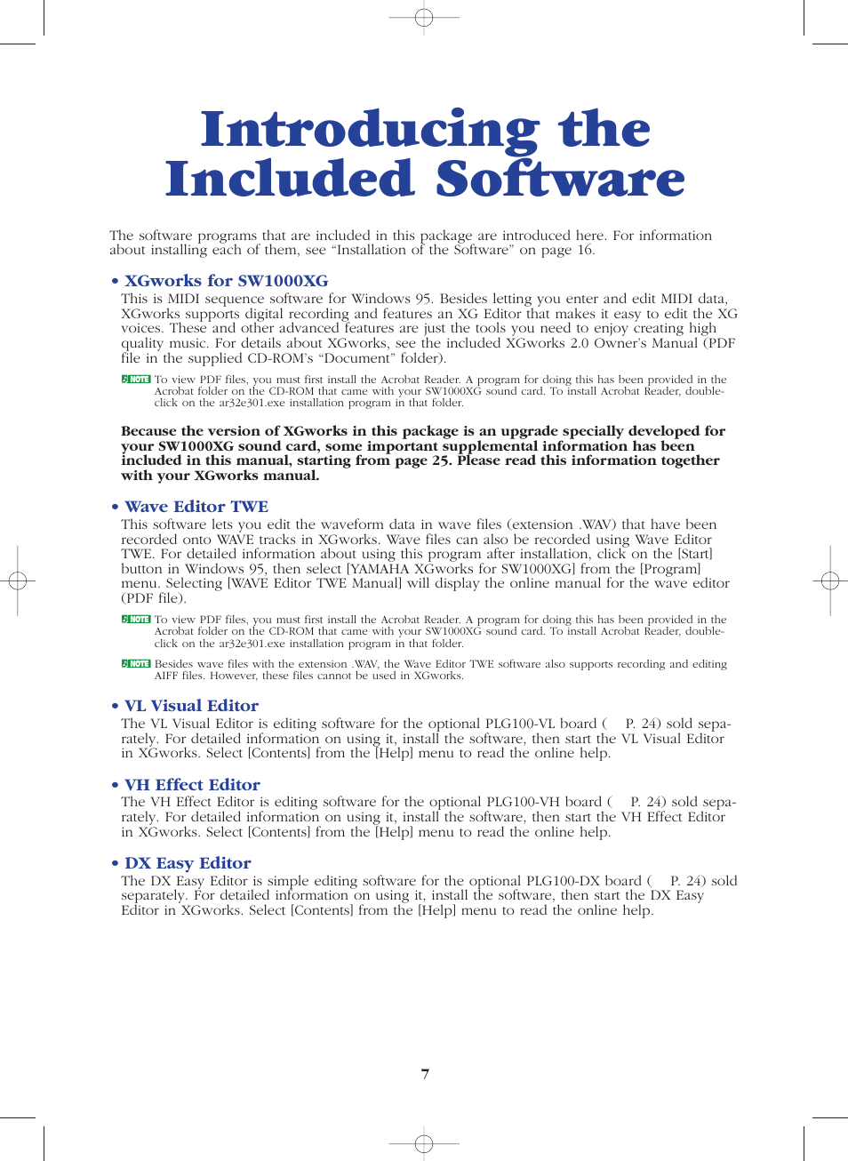 Introducing the included software | Yamaha SW1000XG-E User Manual | Page 7 / 48